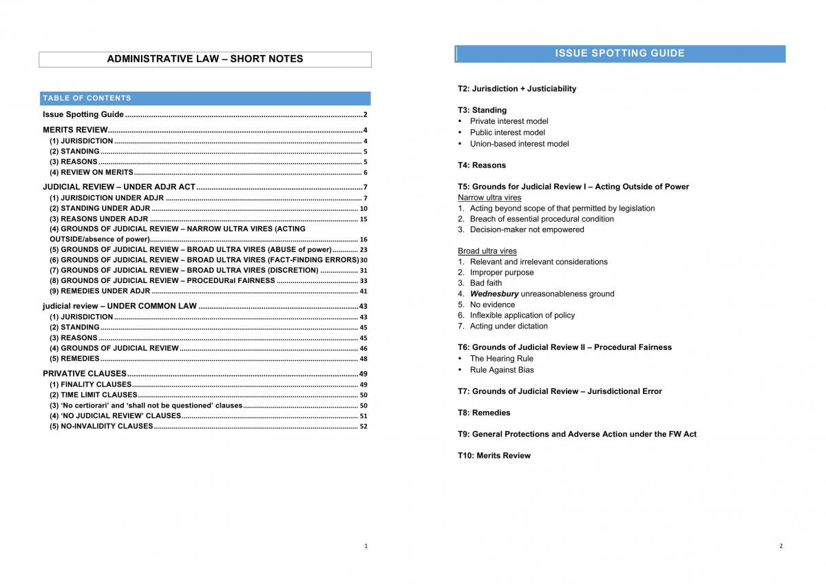 Administrative Law Exam Notes - Page 1
