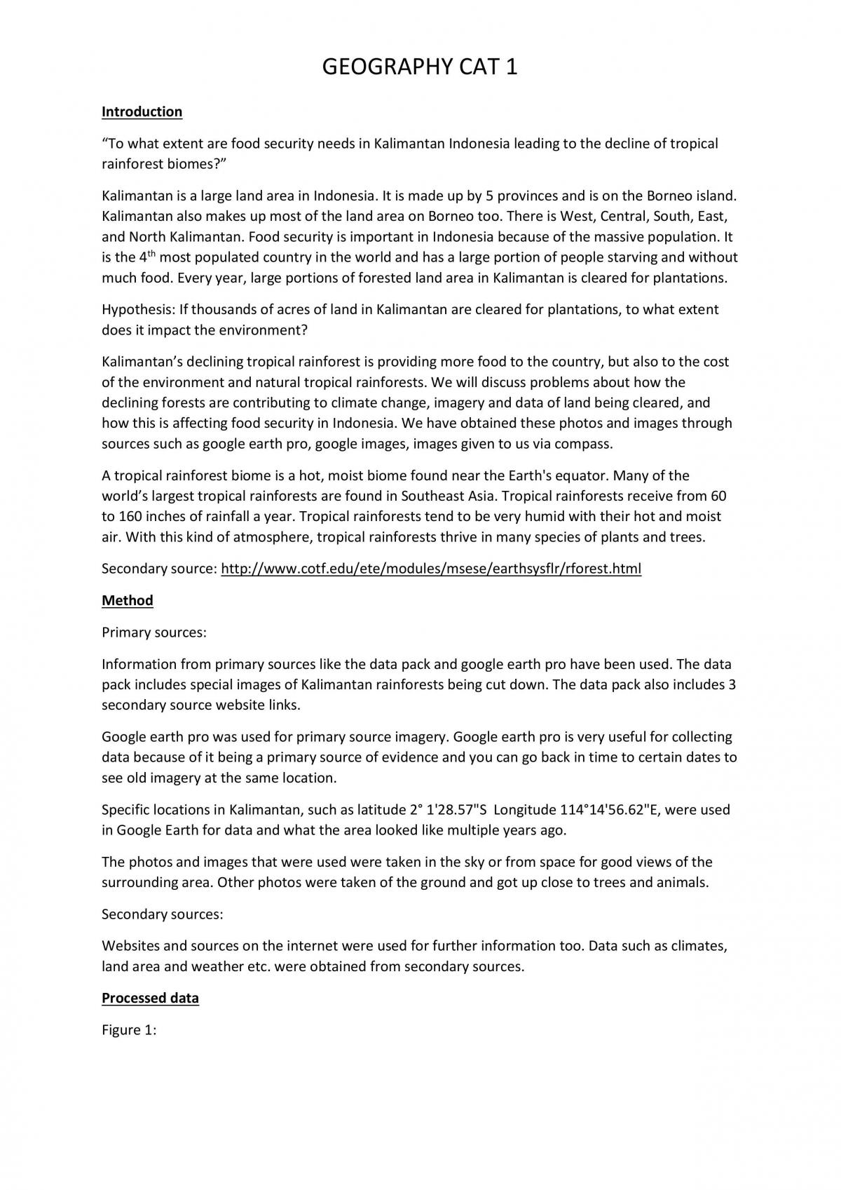 Year 11 Geography Fieldwork essay - Page 1