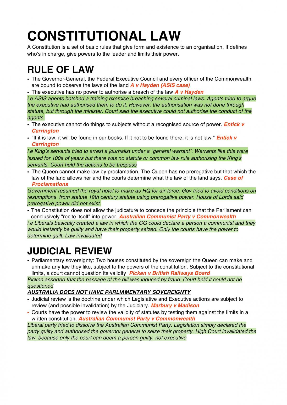 Constitutional Summary - Page 1