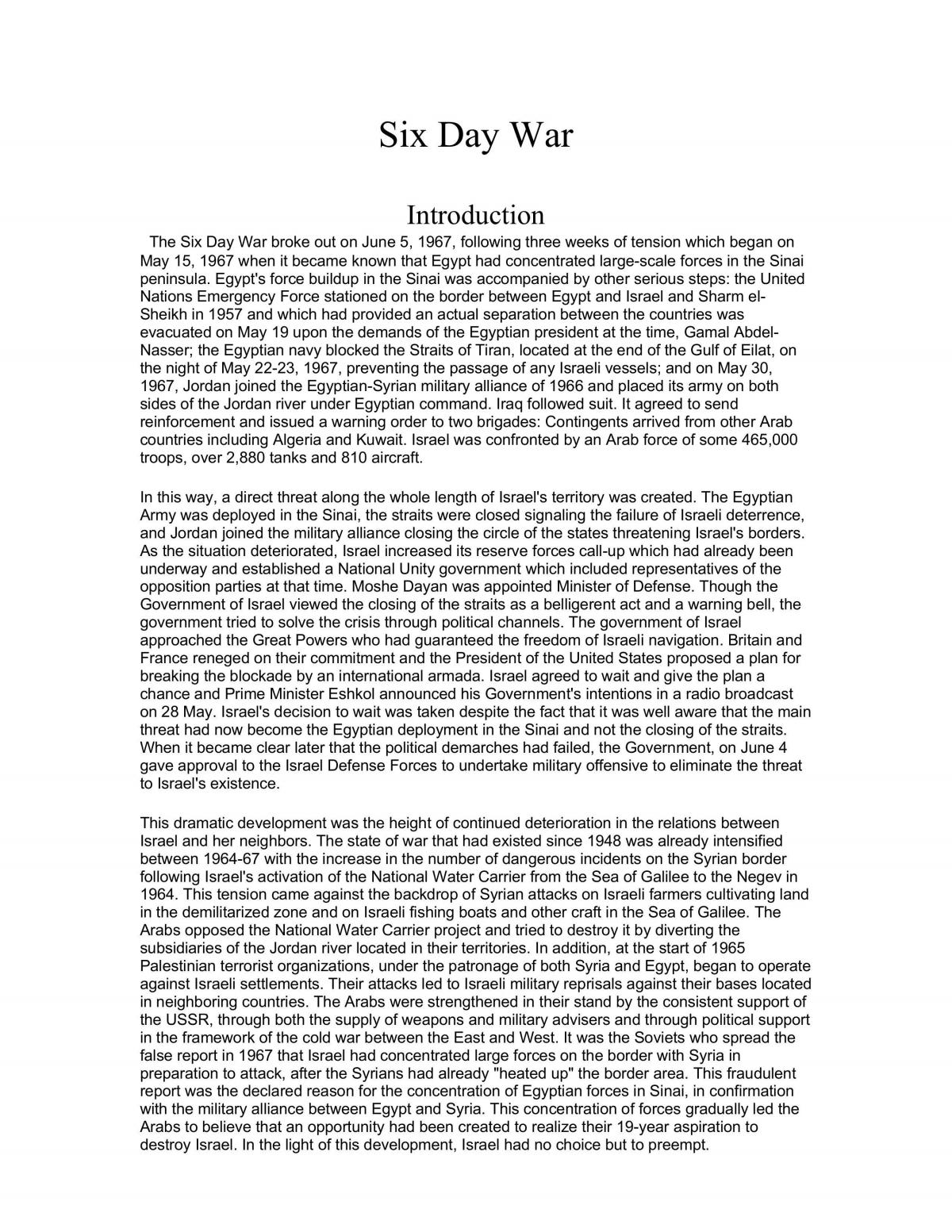 Six Day War | Modern History - Year 11 HSC | Thinkswap
