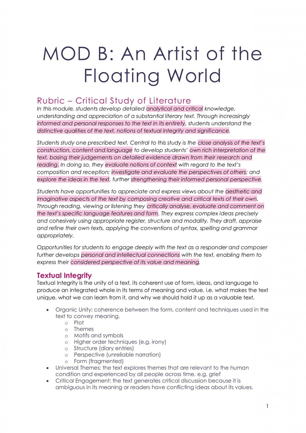 essay questions on artist of the floating world