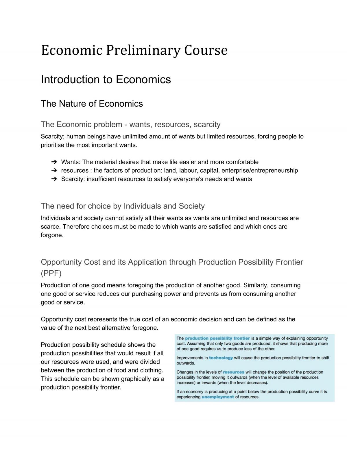 Preliminary HSC Economics notes - Page 1