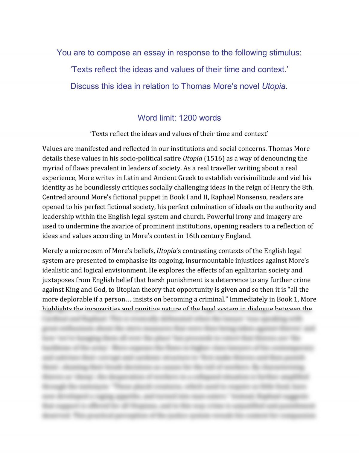 Extension 1 Utopia Assessment Task - Page 1