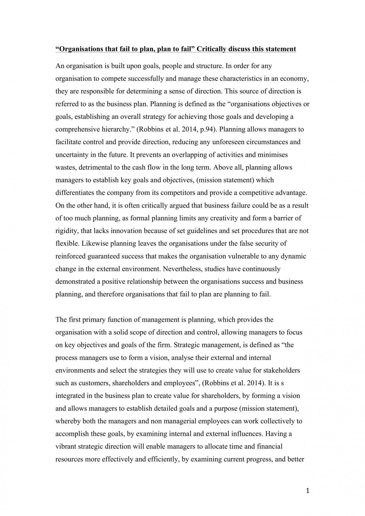 Assignment 1- Failing to plan, plan to fail.  - Page 1