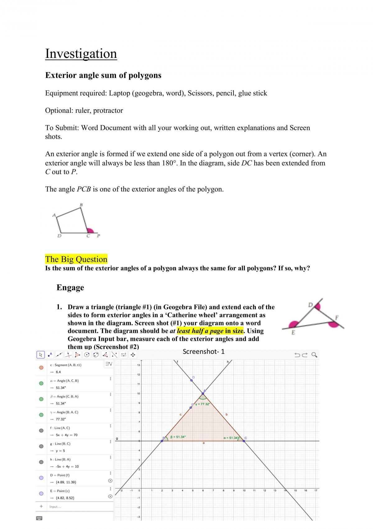 Polygons- Exterior Angles - Page 1