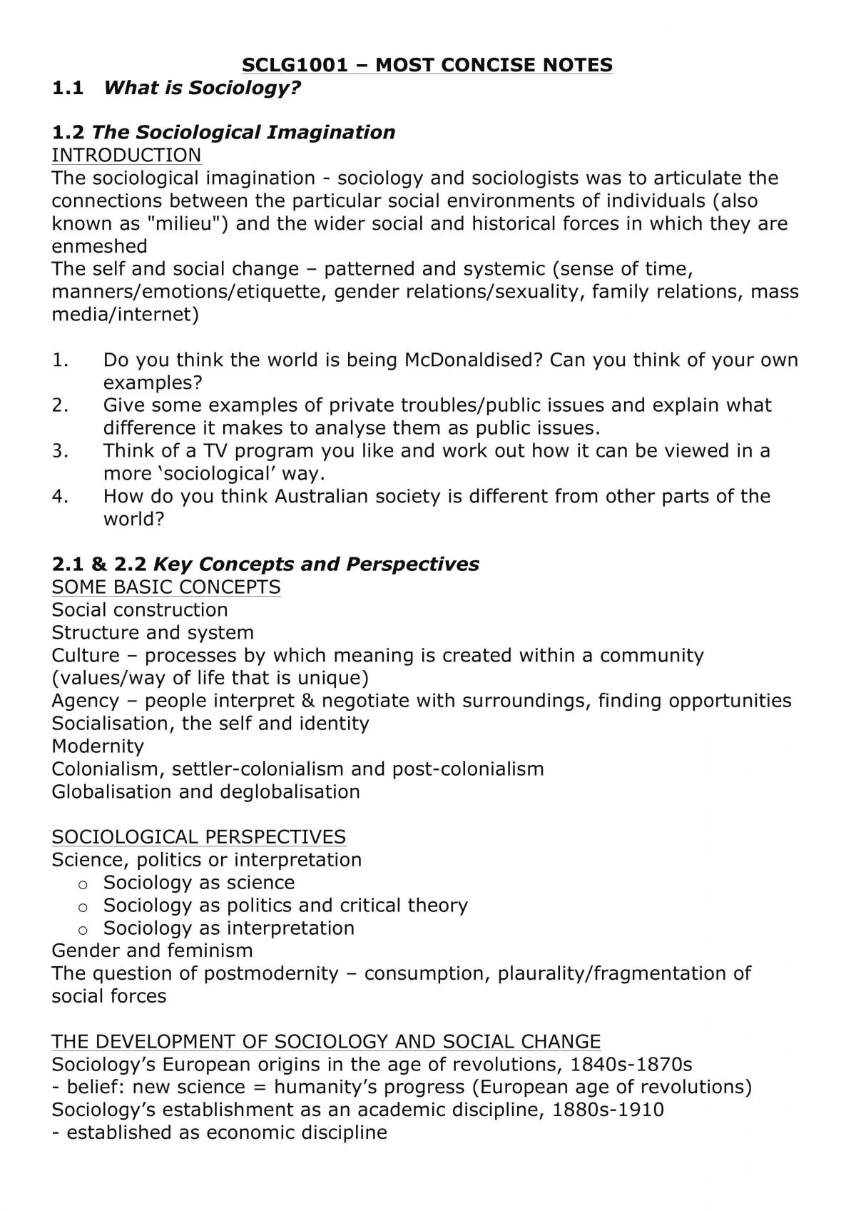 SCLG1001 Concise Complete Notes - Page 1
