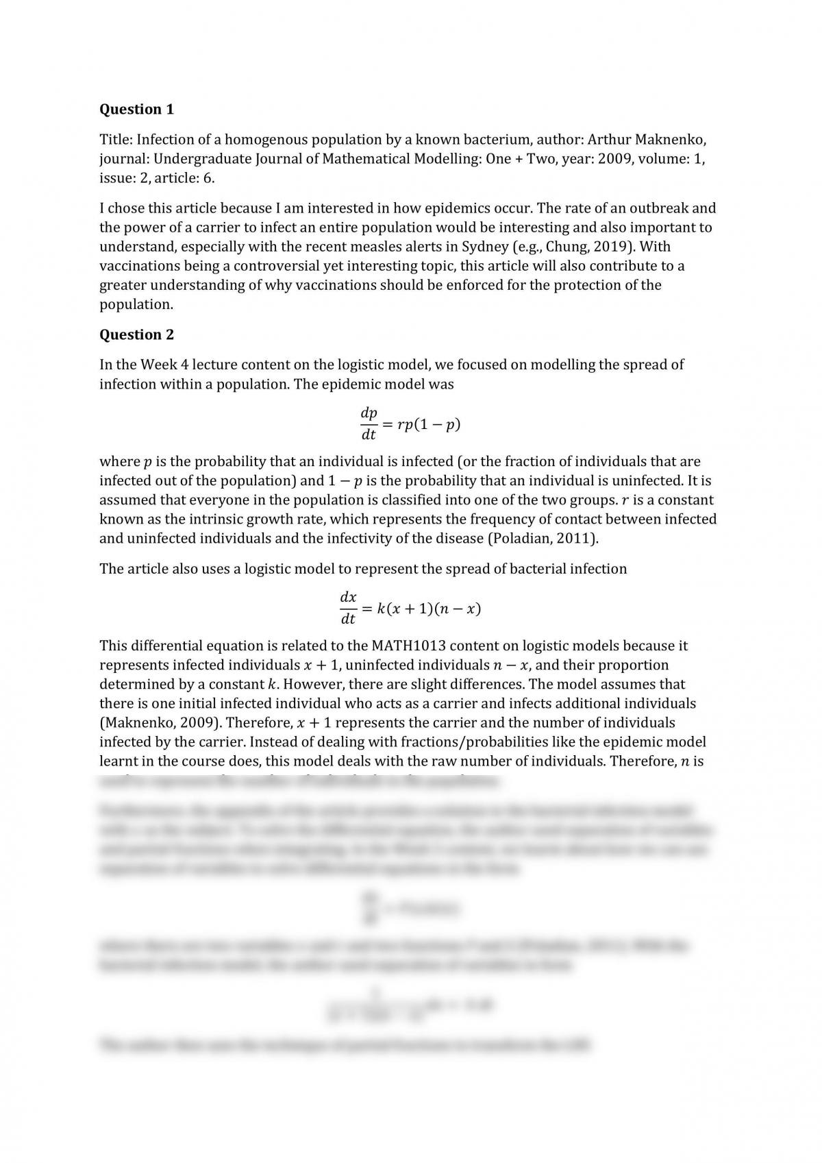 MATH1013 Assignment 2 - Page 1