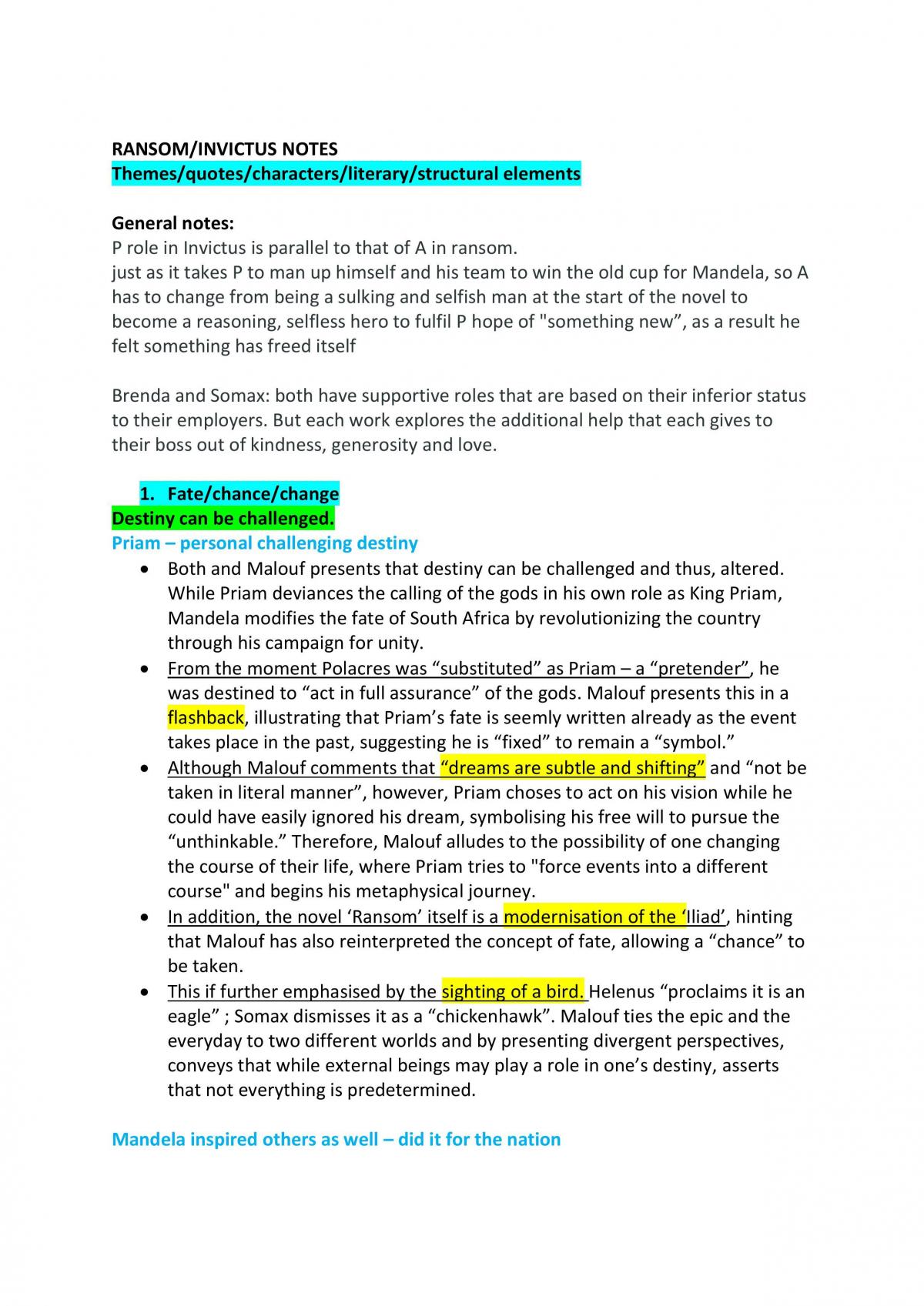 Ransom and Invictus Notes - Page 1