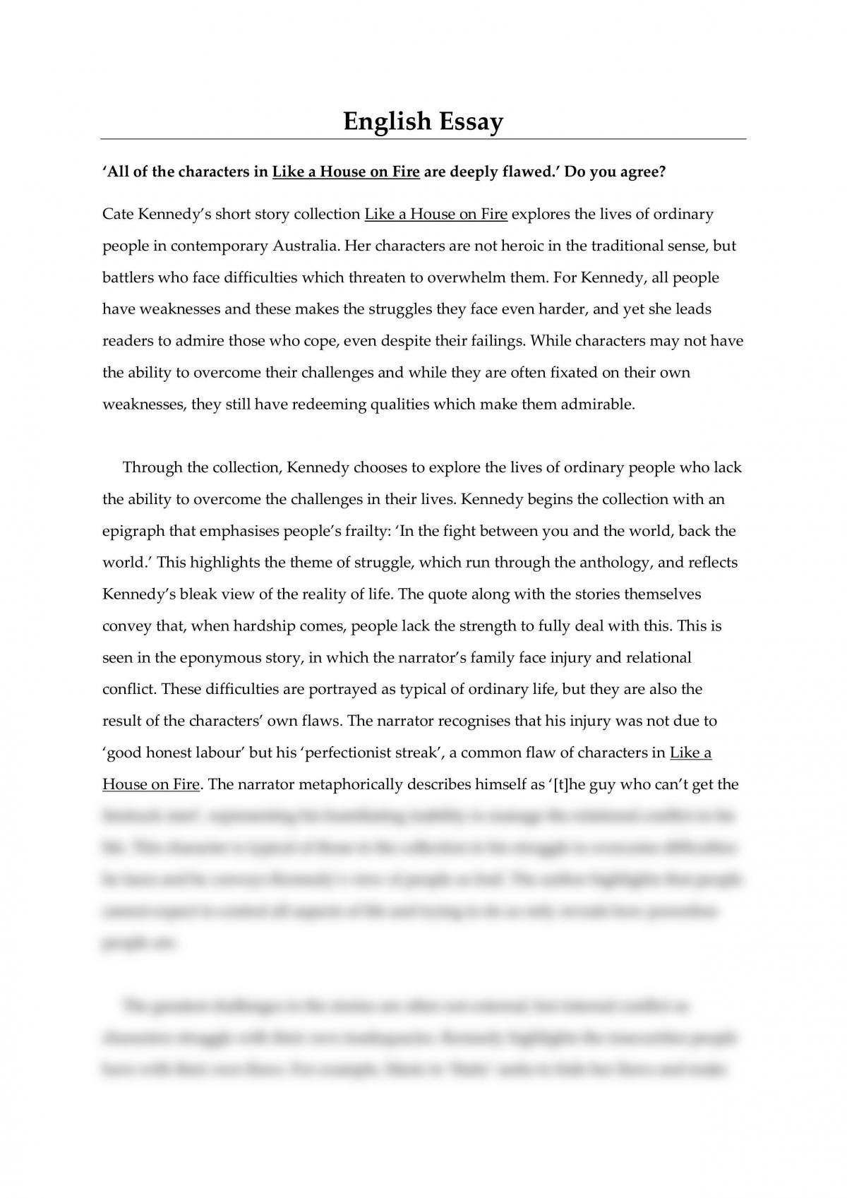 a house on fire essay for class 7