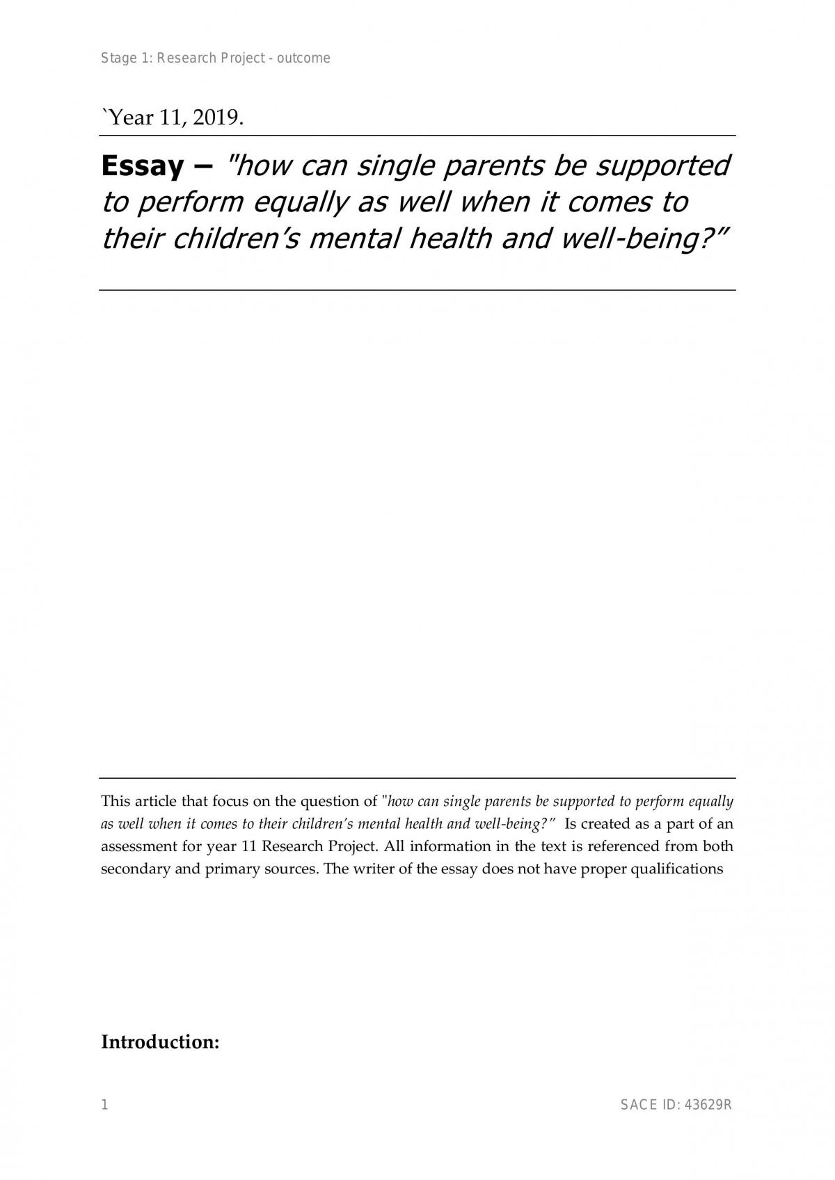 Research Project Outcome - Page 1