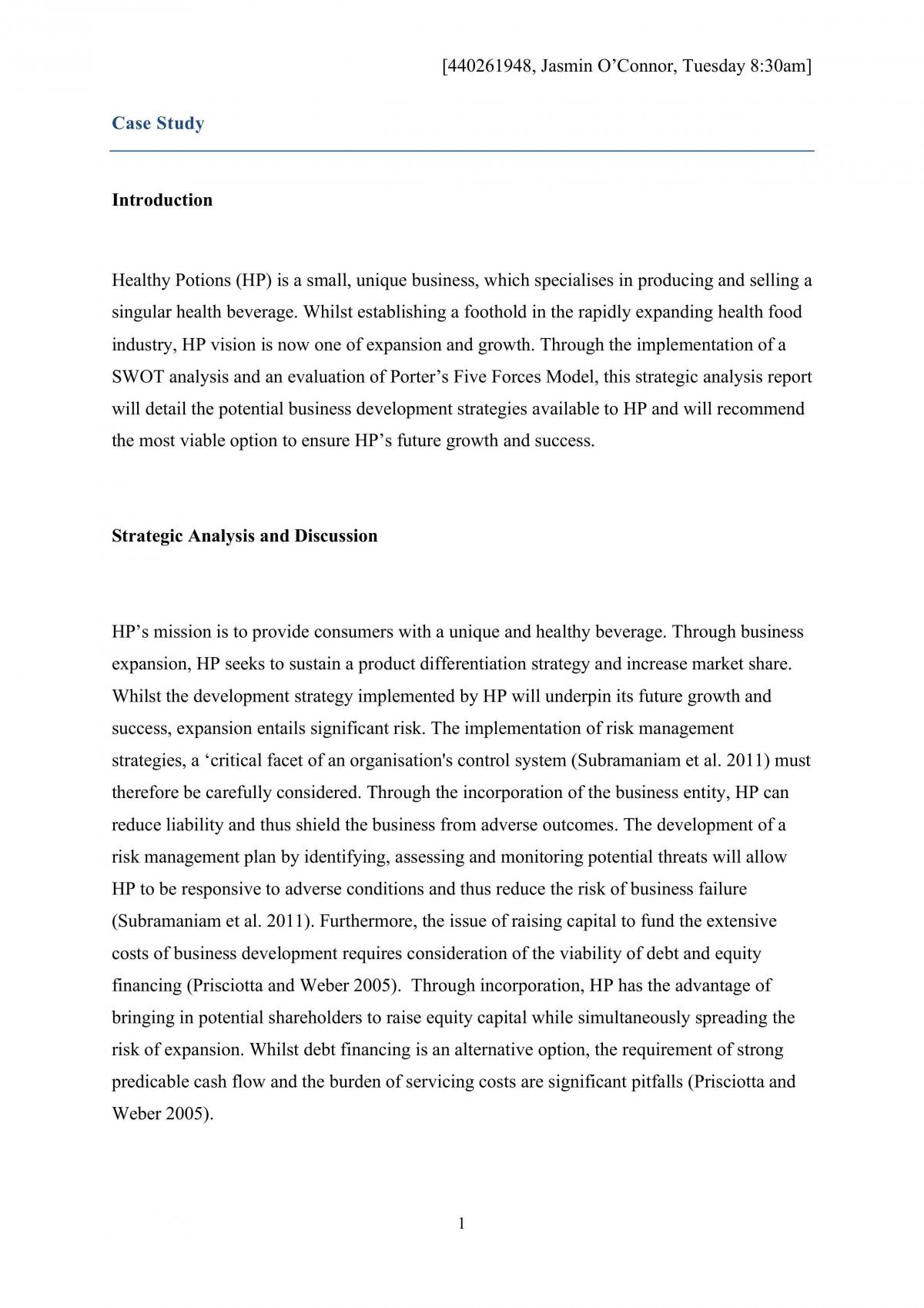 Healthy Potions Case Study  - Page 1