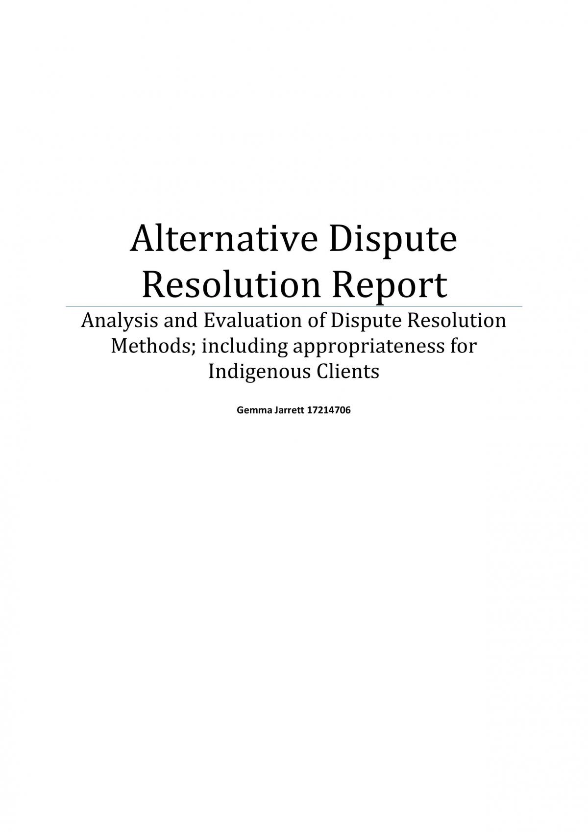 Analysis of dispute resolution methods - Page 1