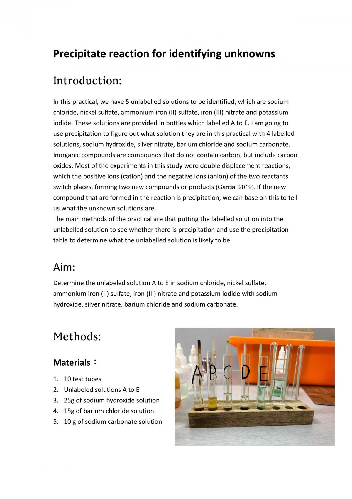 Precipitation reaction - Page 1