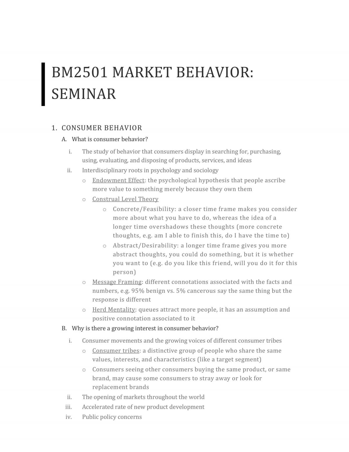 Market Behavior Seminar Bible - Page 1