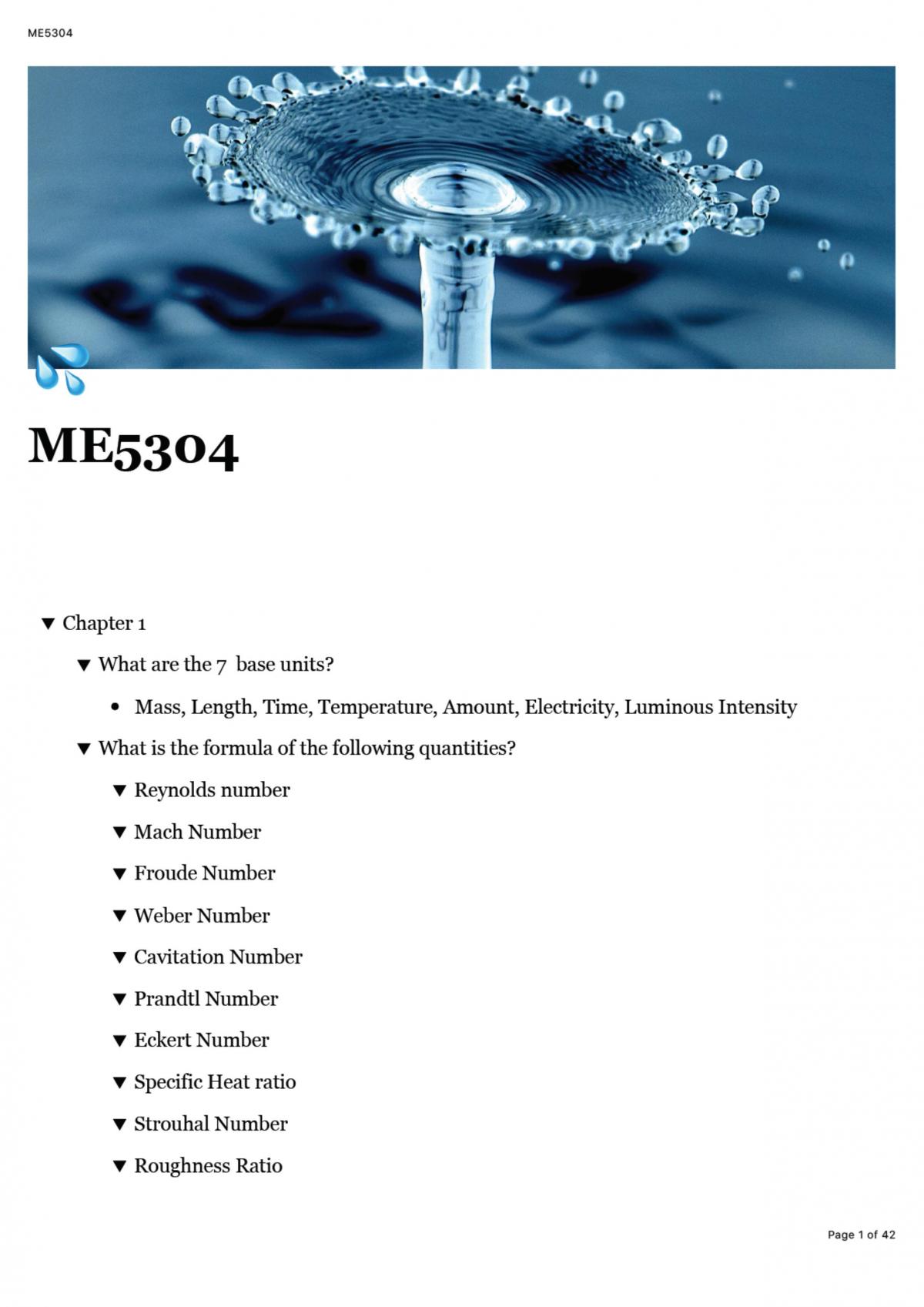Experimental Fluid Mechanics Study Notes - Page 1