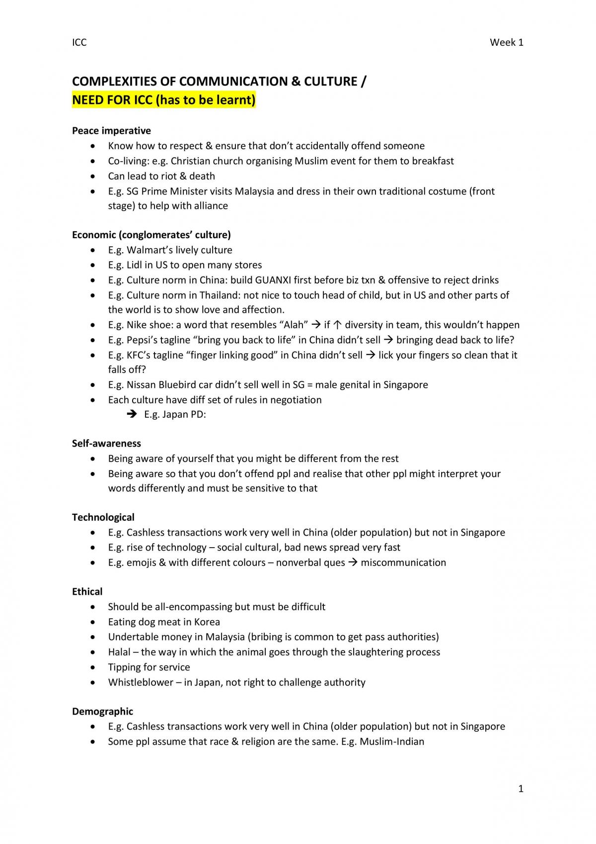 Intercultural Communication Notes - Page 1