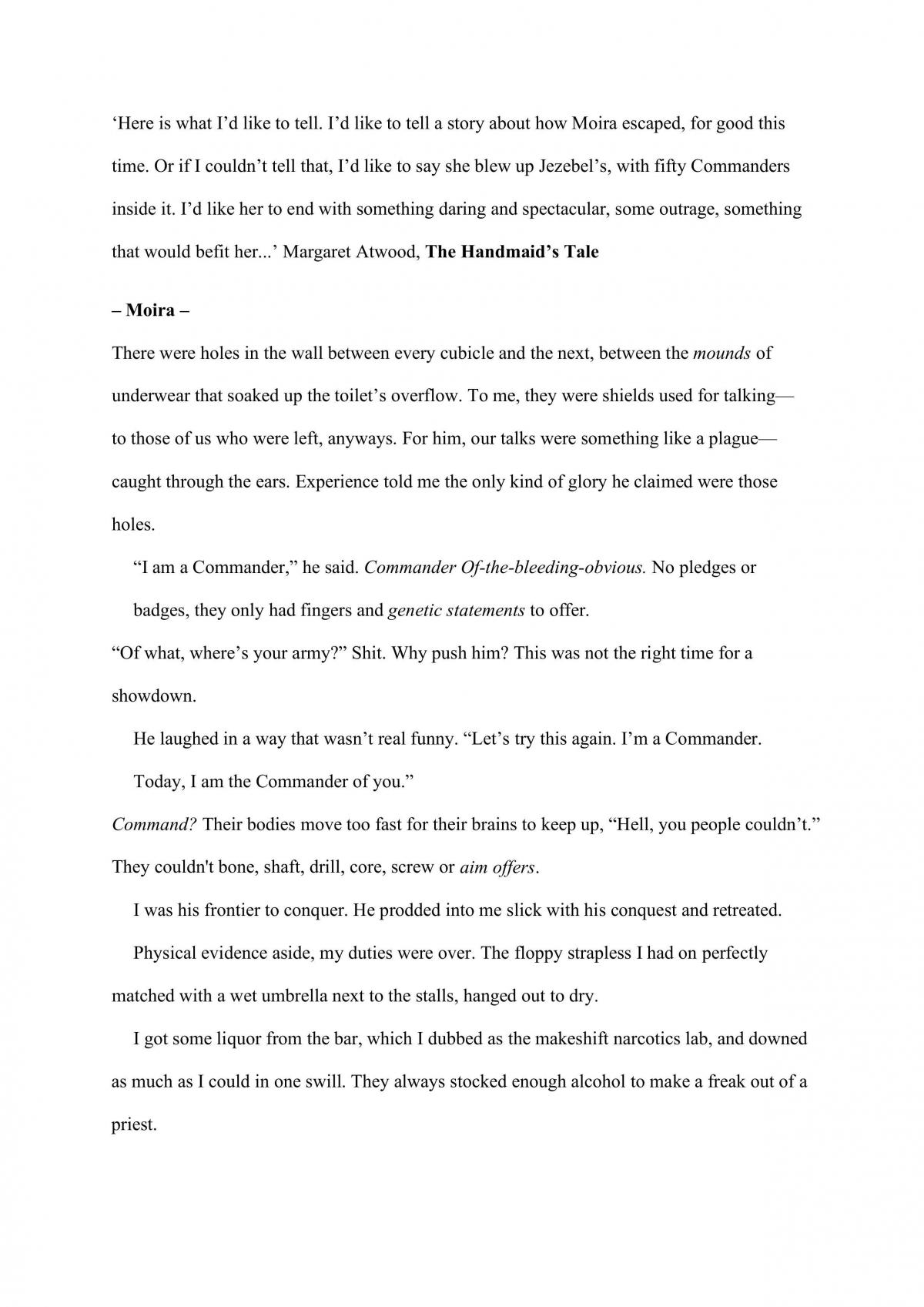 Reading to Write The Handmaid's Tale Creative + Reflection - Page 1