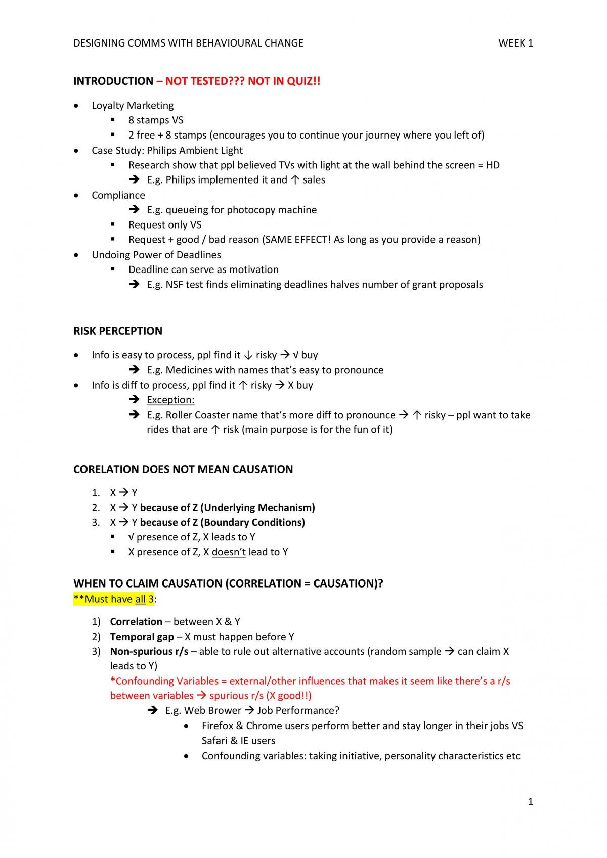 Designing Communication for Behavioural Change Study Notes - Page 1