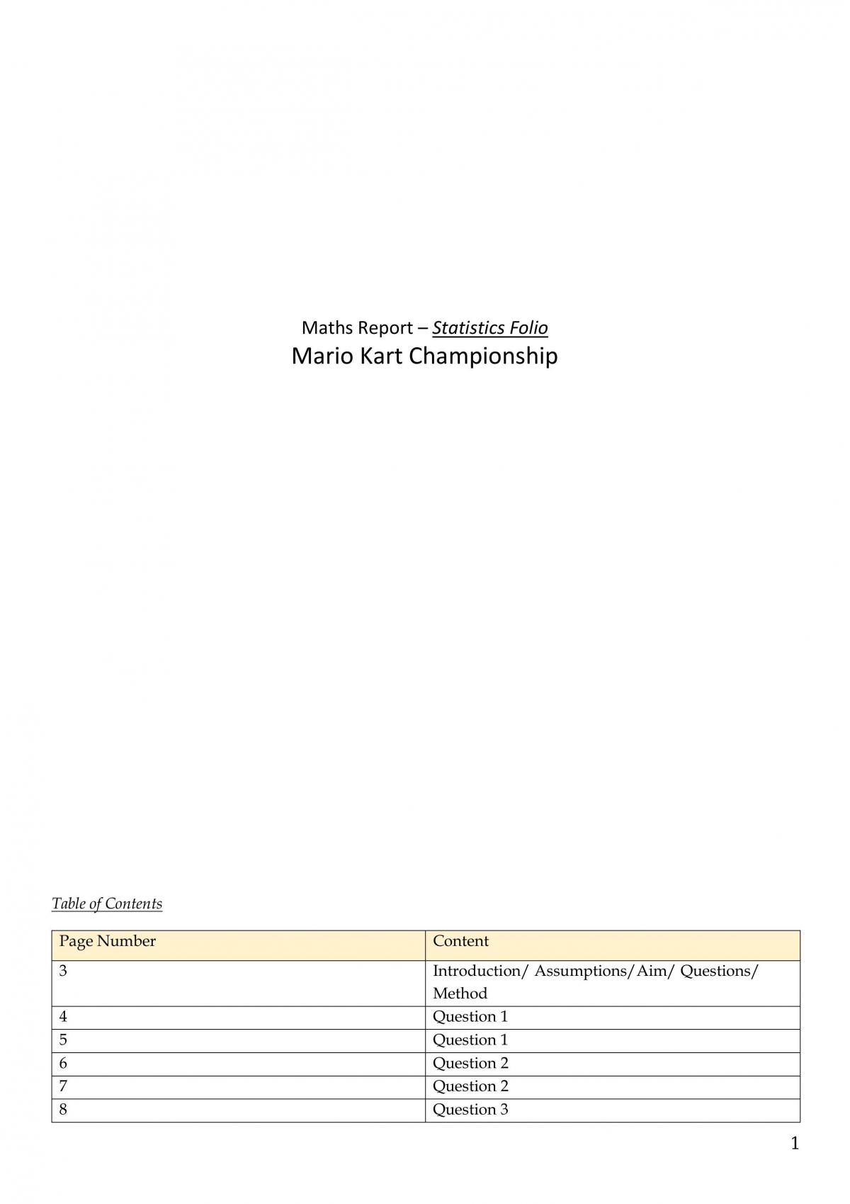 Mario Kart Statistics  - Page 1