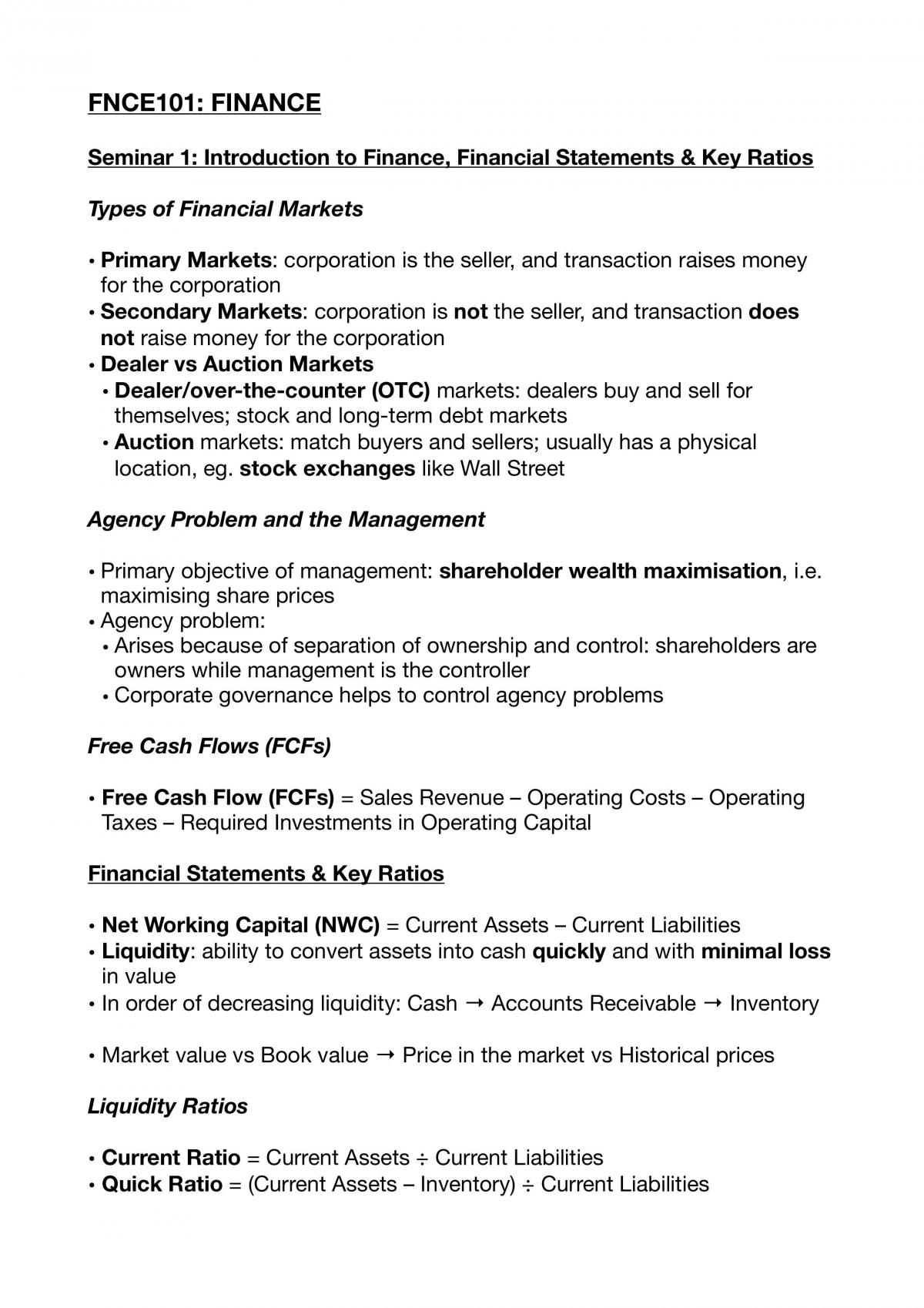 Finance Notes - Page 1
