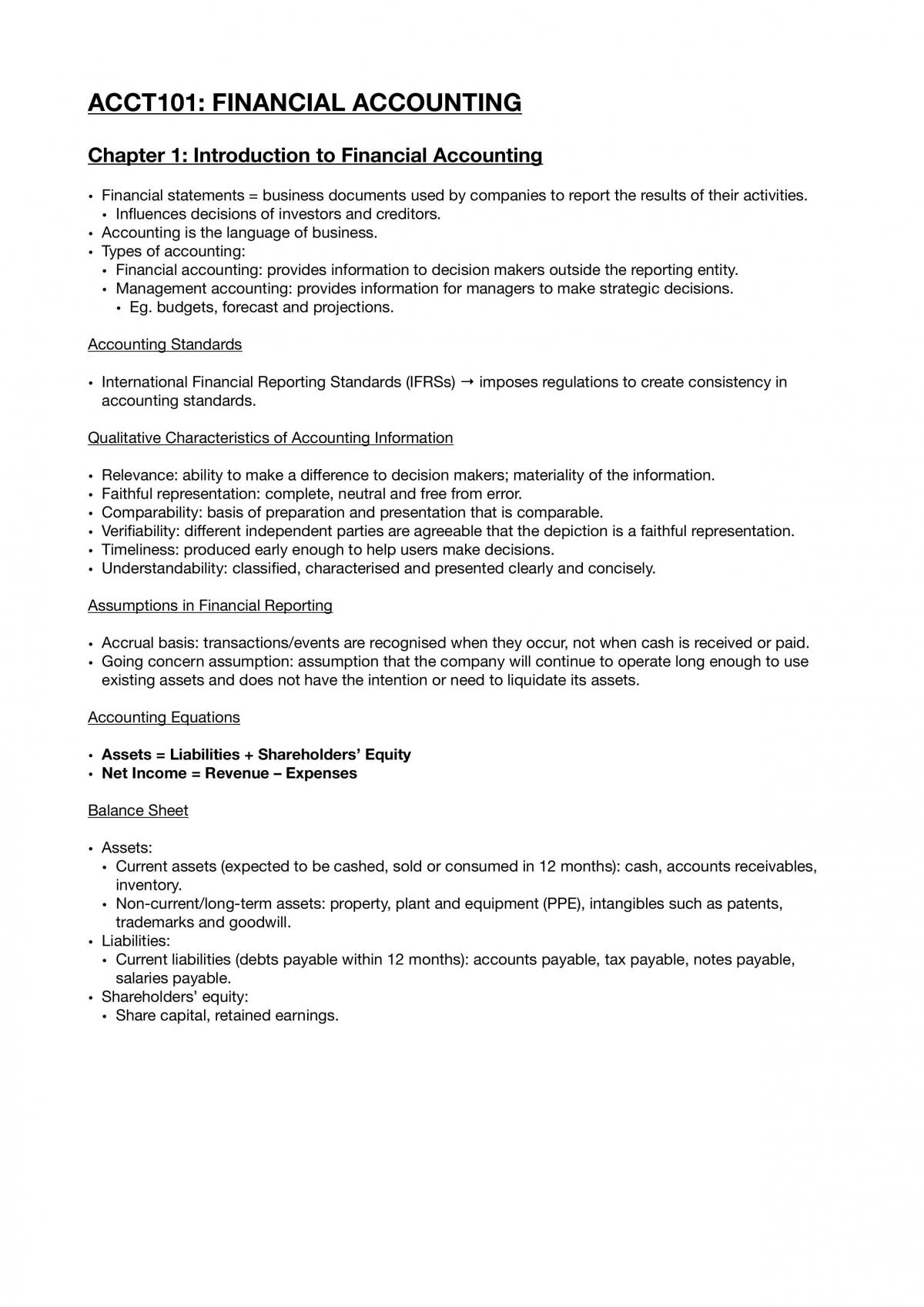 ACCT101 Notes - Page 1