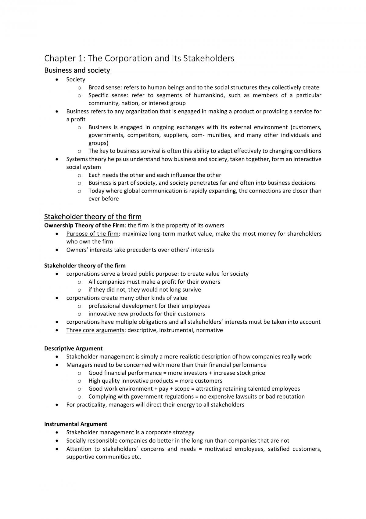 MGMT003 Business, Government and Society Notes - Page 1