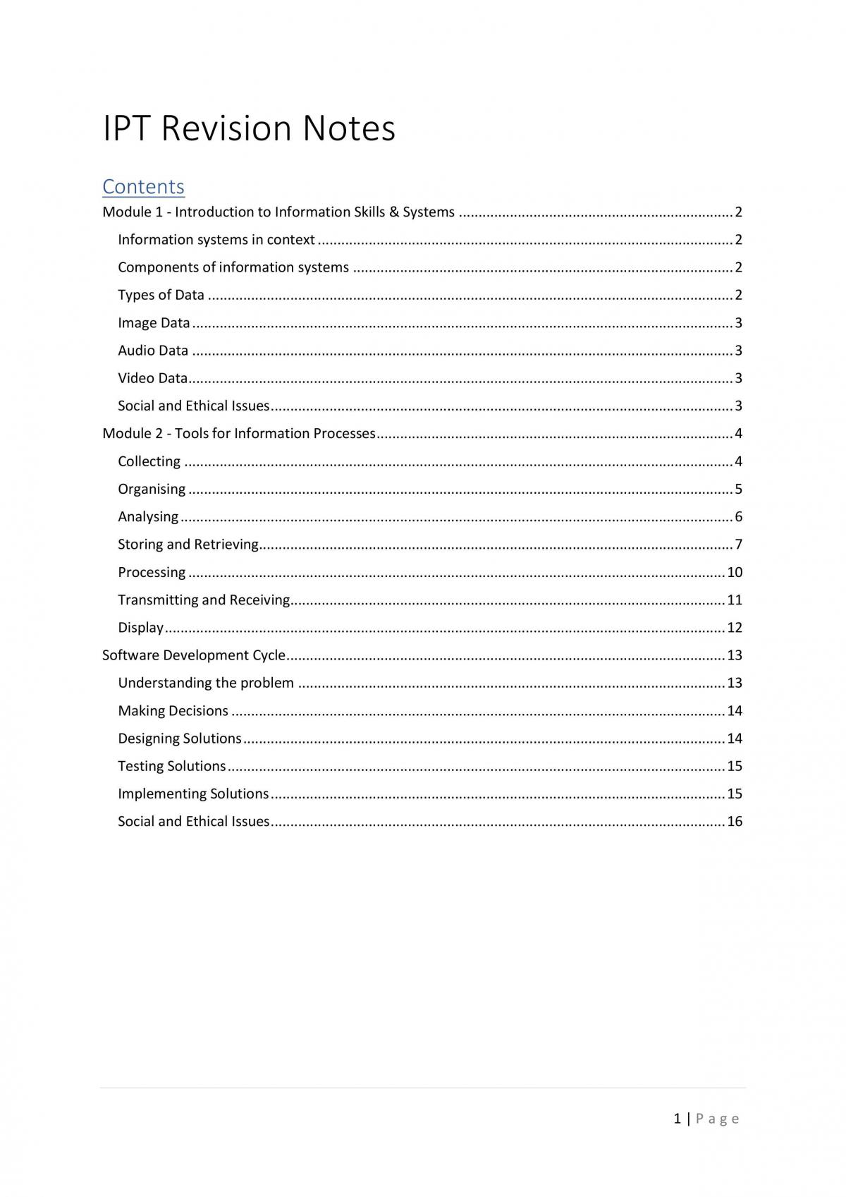 IPT Revision Notes Module 1 & 2 - Page 1