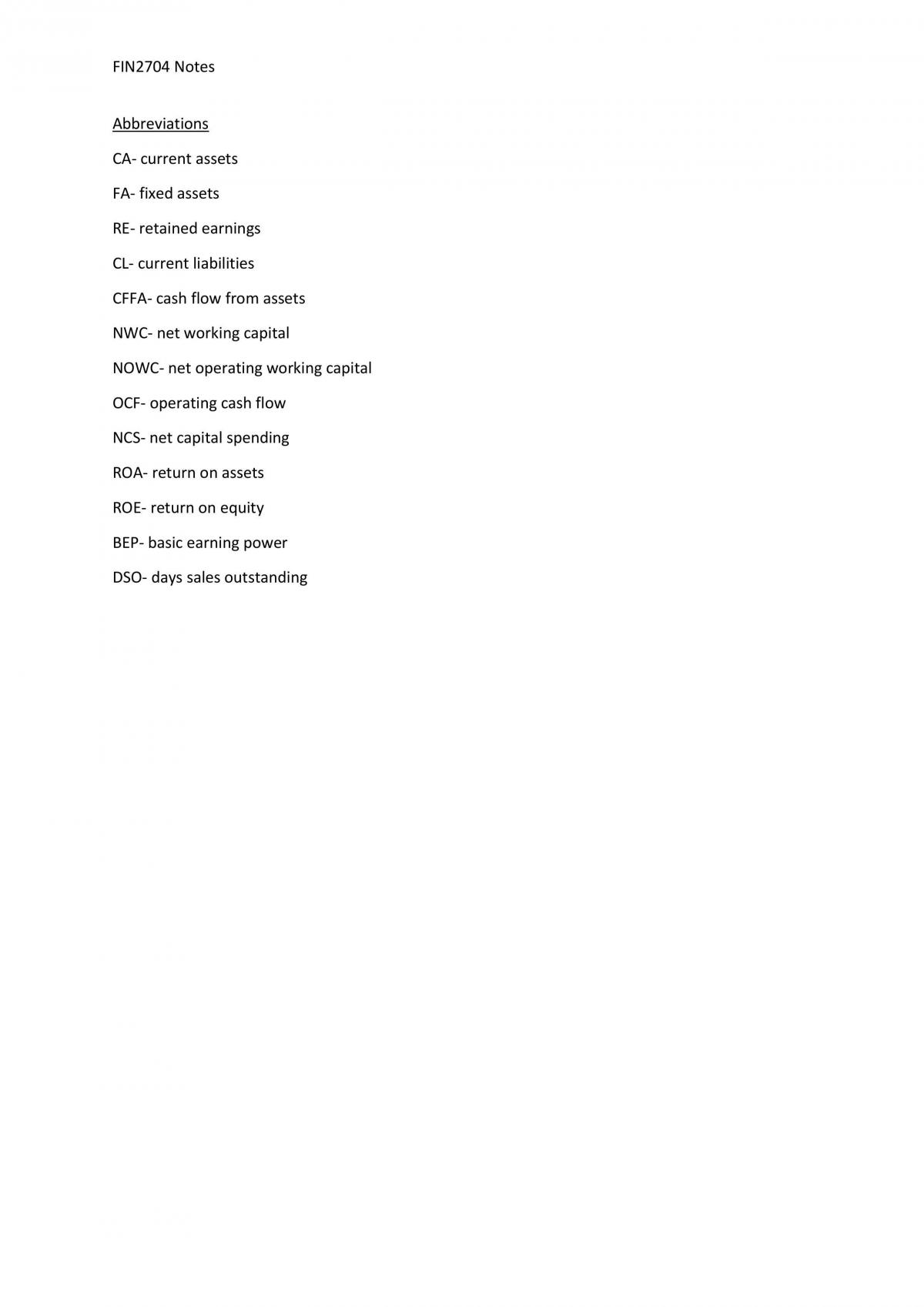 FIN2704 Study Notes - Page 1