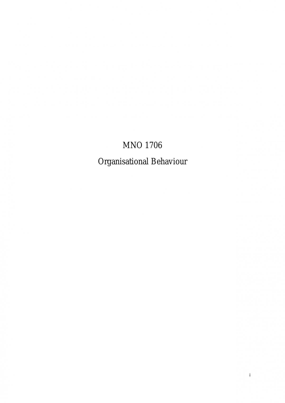 MNO1706 Organisational Behavior Complete Study Notes  - Page 1