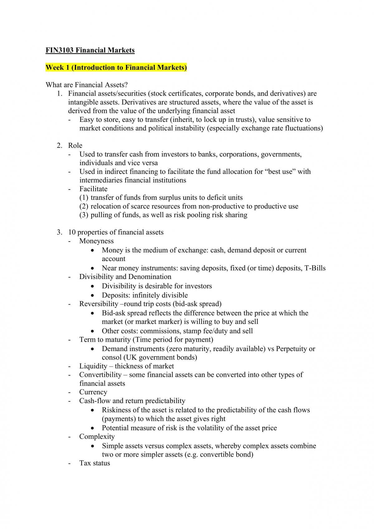 FIN3103 Full Notes - Page 1