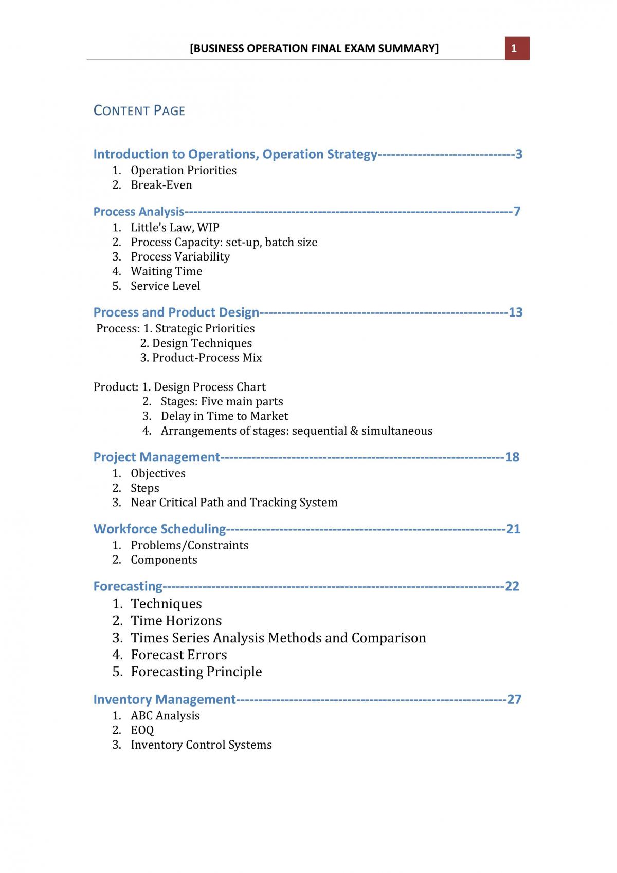 BE1401 Business Operations complete notes - Page 1