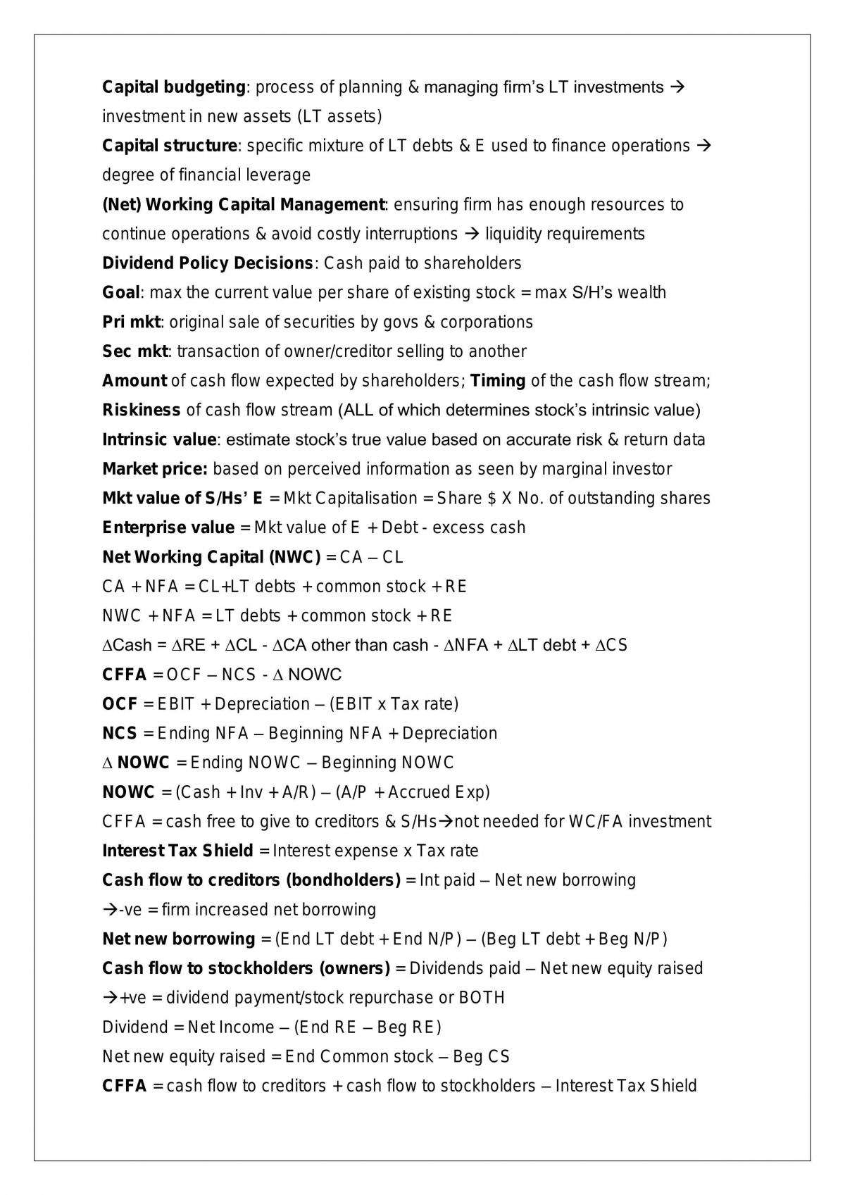 FIN2704 Finance Notes - Page 1