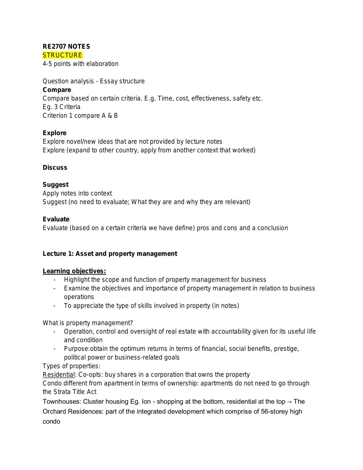 RE2707 Compiled Notes - Page 1