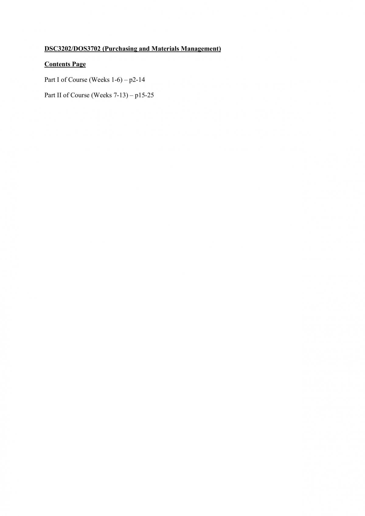 DSC3202 / DOS3702 Purchasing and Materials Management Notes - Page 1