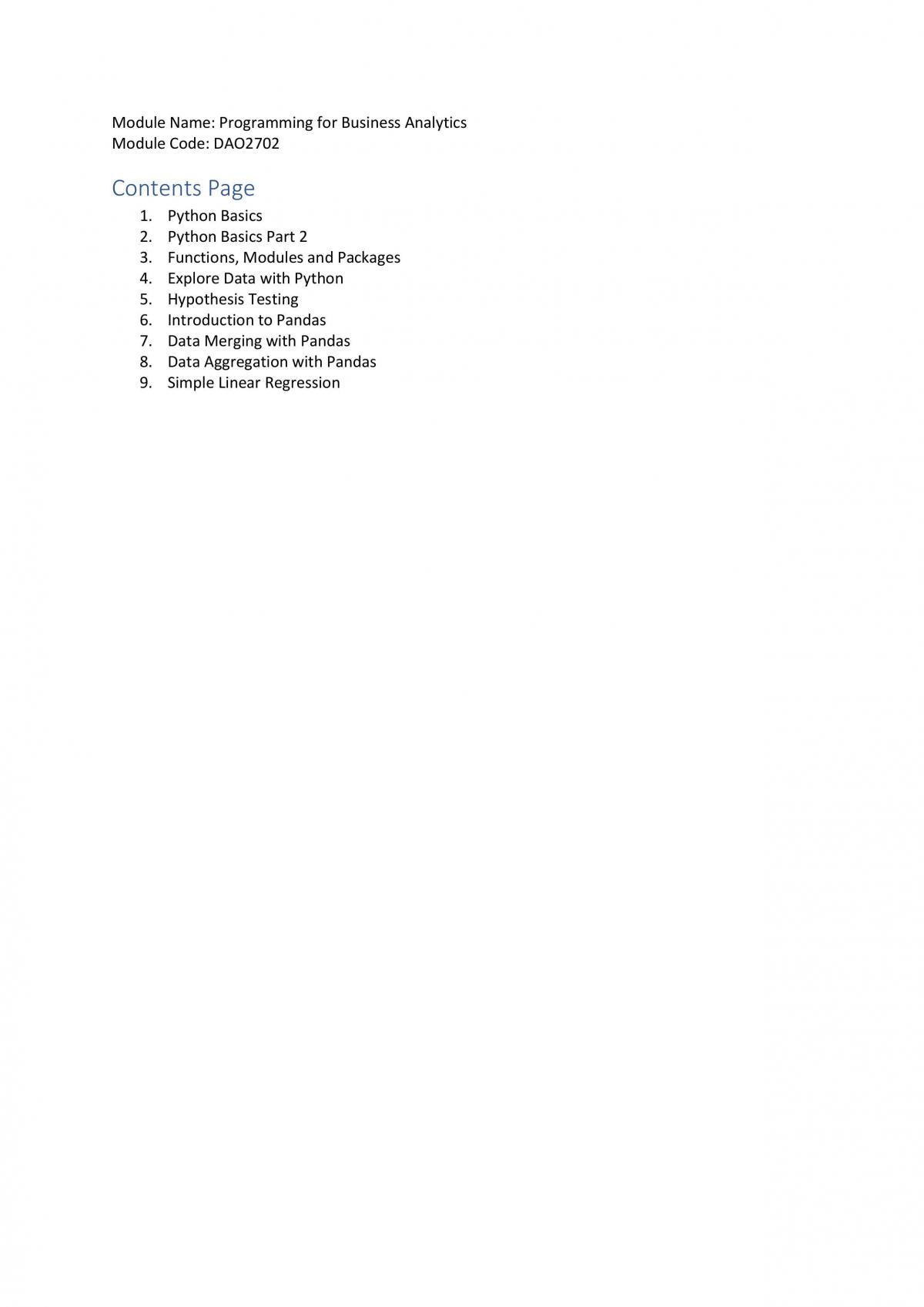 DAO2702 Programming for Business Analytics Notes - Page 1