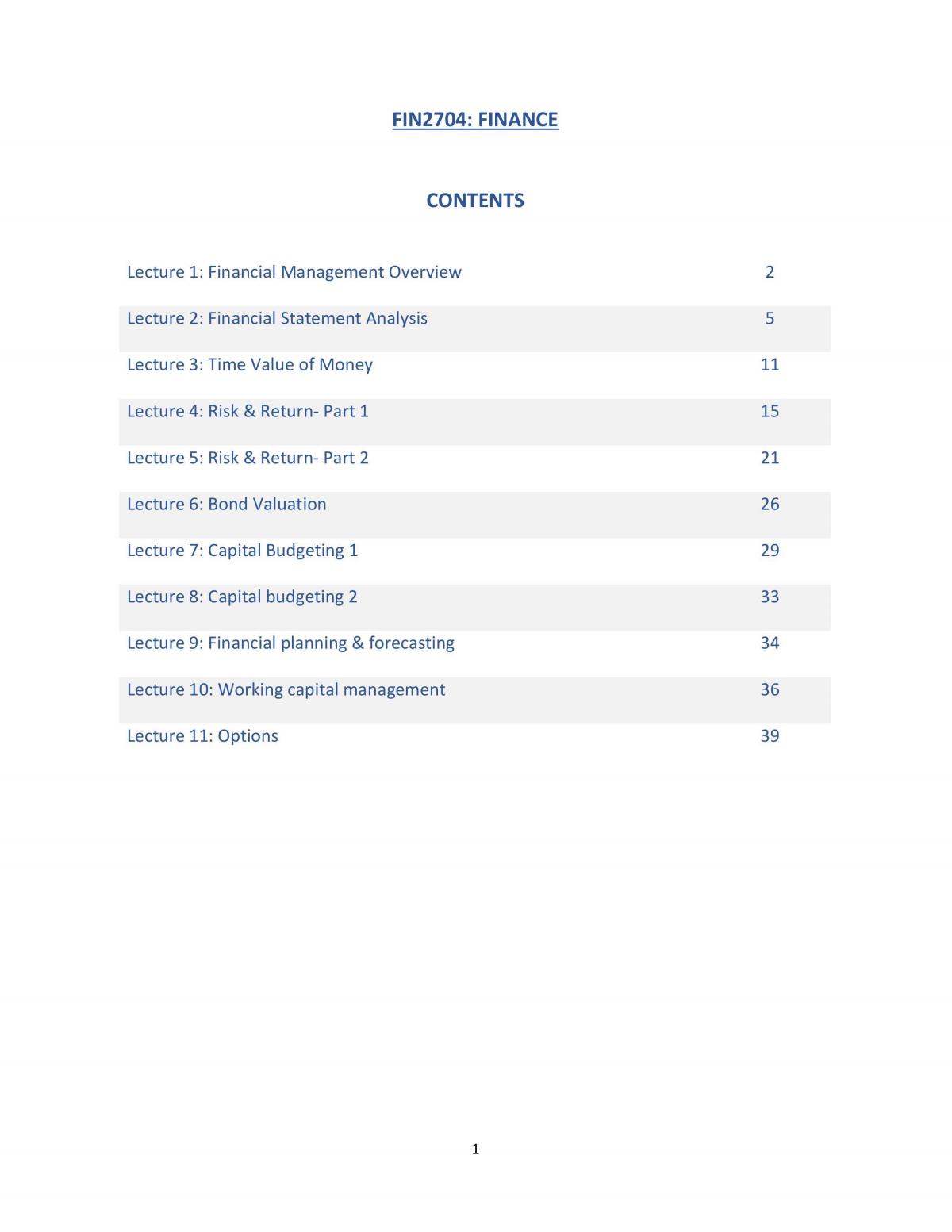 FIN2704 complete study notes - Page 1