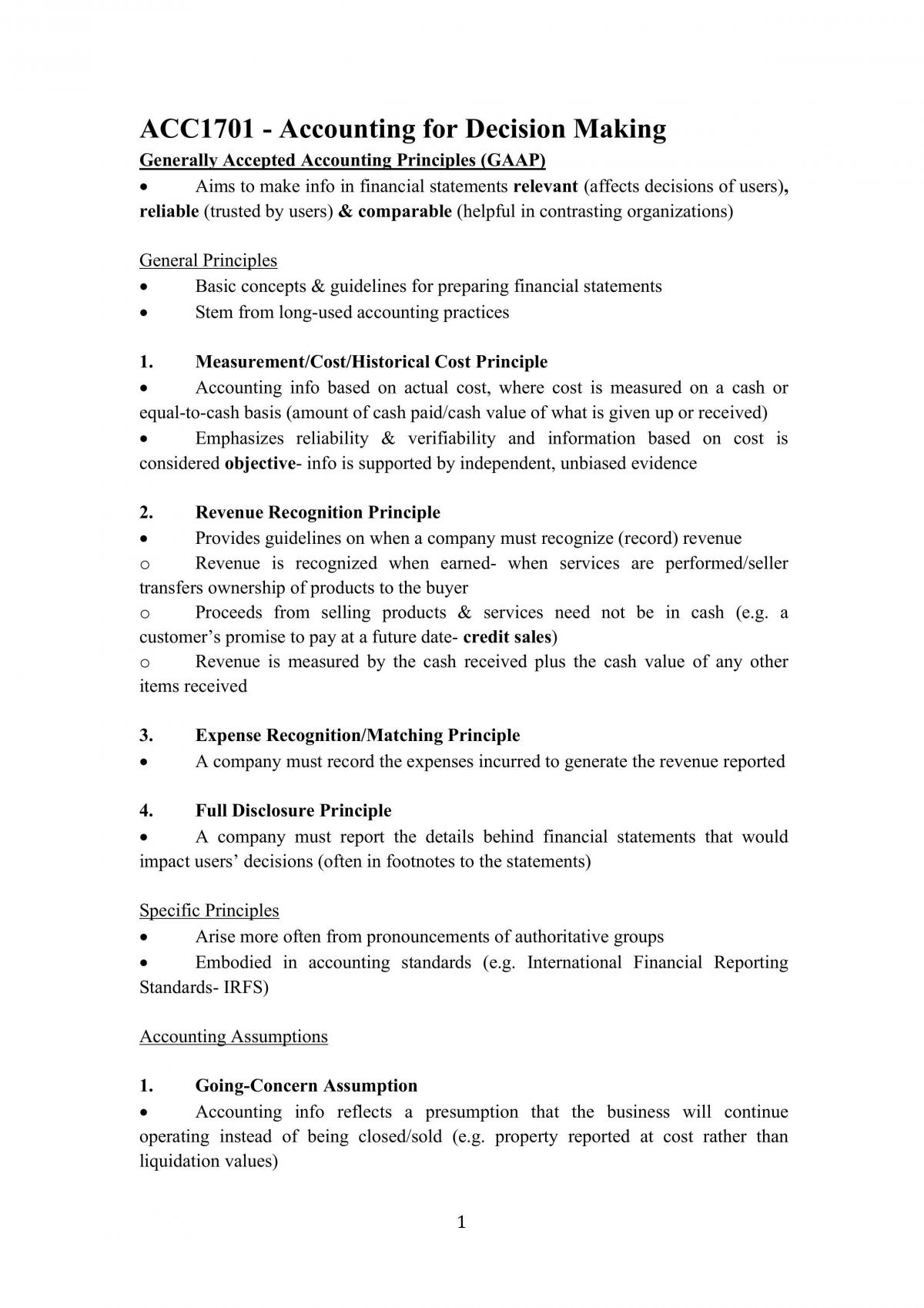 ACC1701 Summary Notes - Page 1
