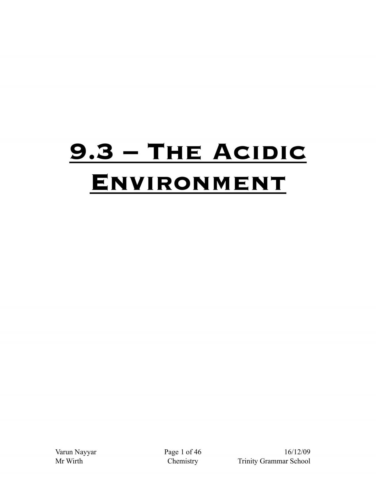 Acidic Environment: Complete Study Notes - Page 1