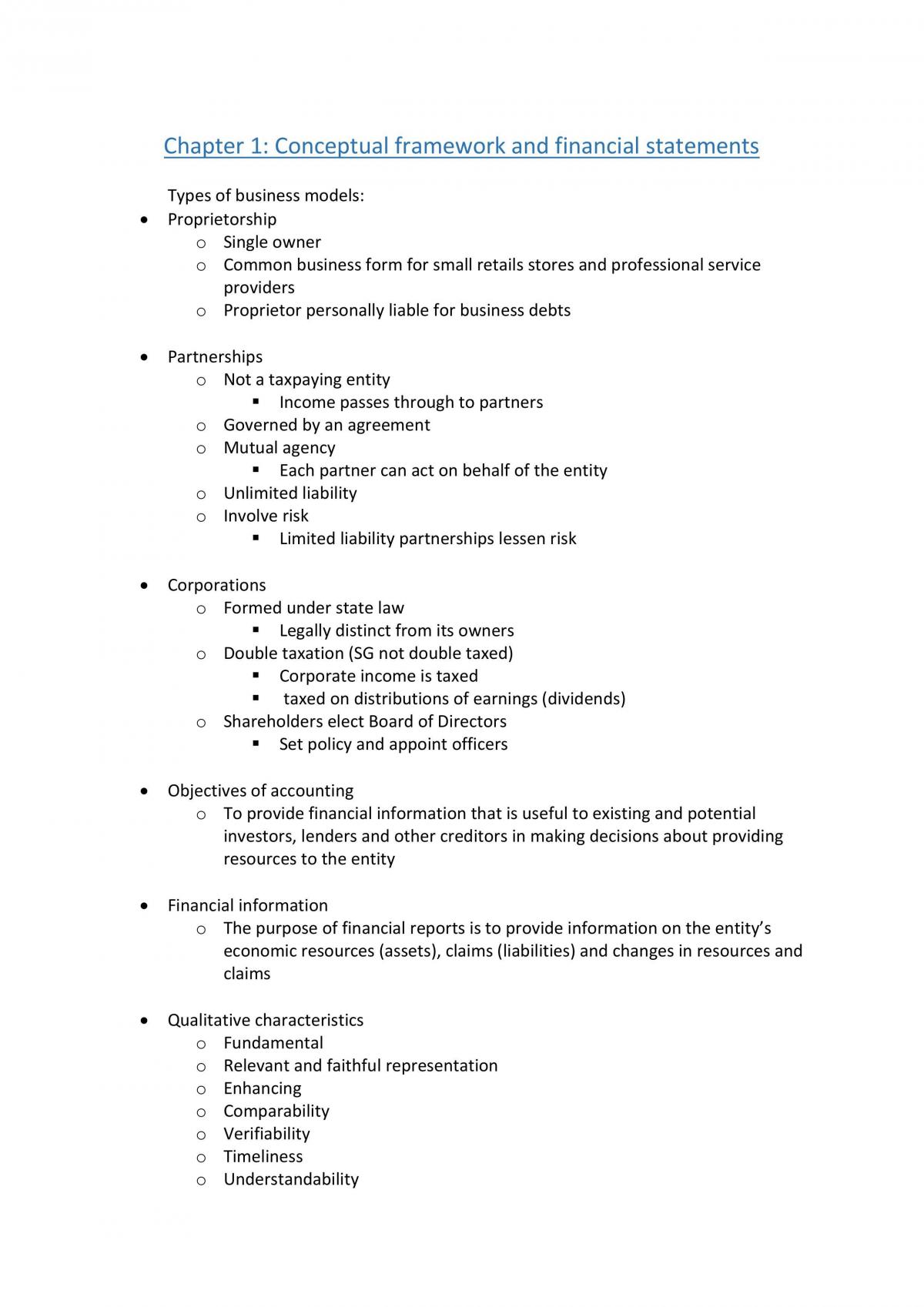 ACCT101 Financial Accounting Study Notes - Page 1