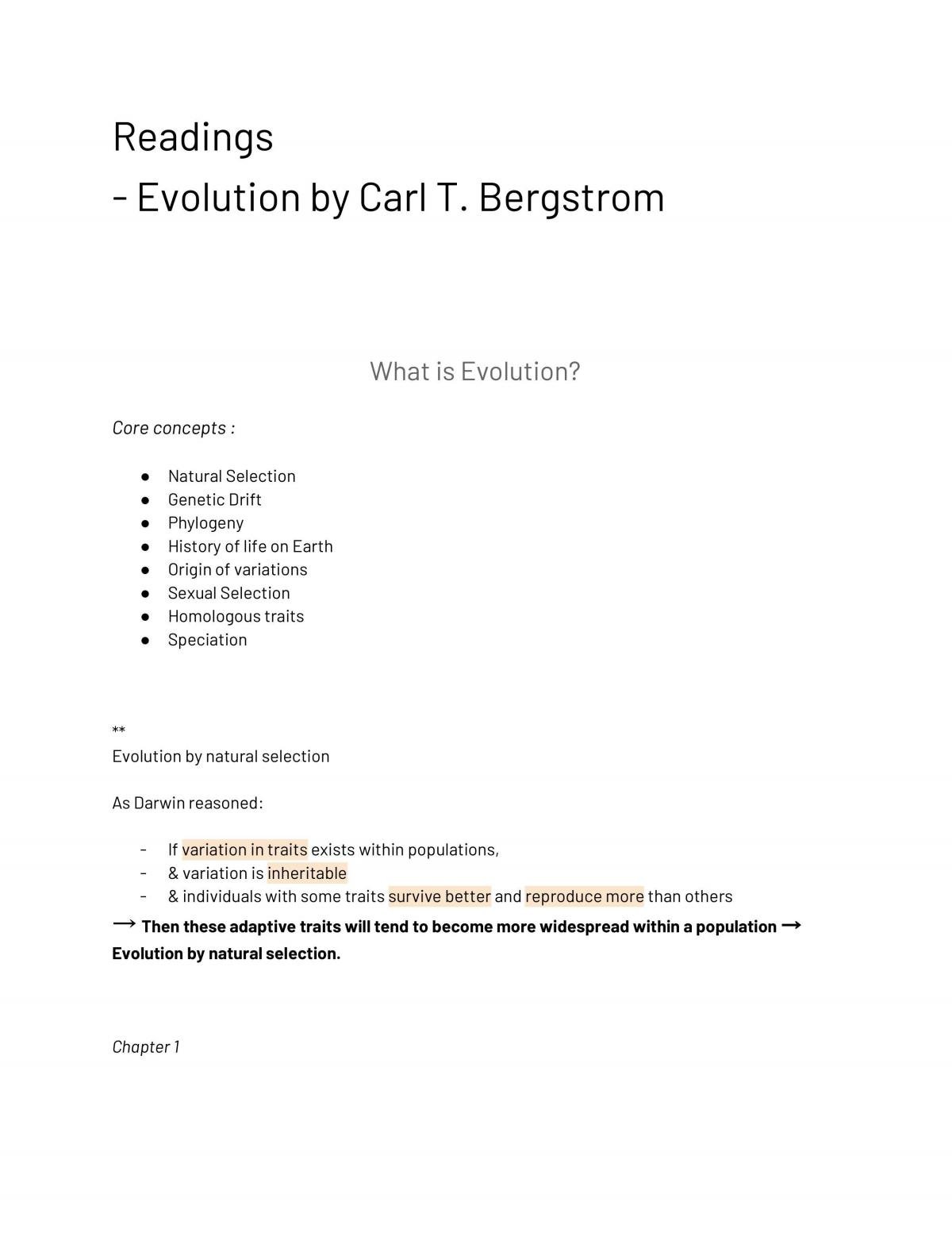 Evolutionary Biology Readings  - Page 1