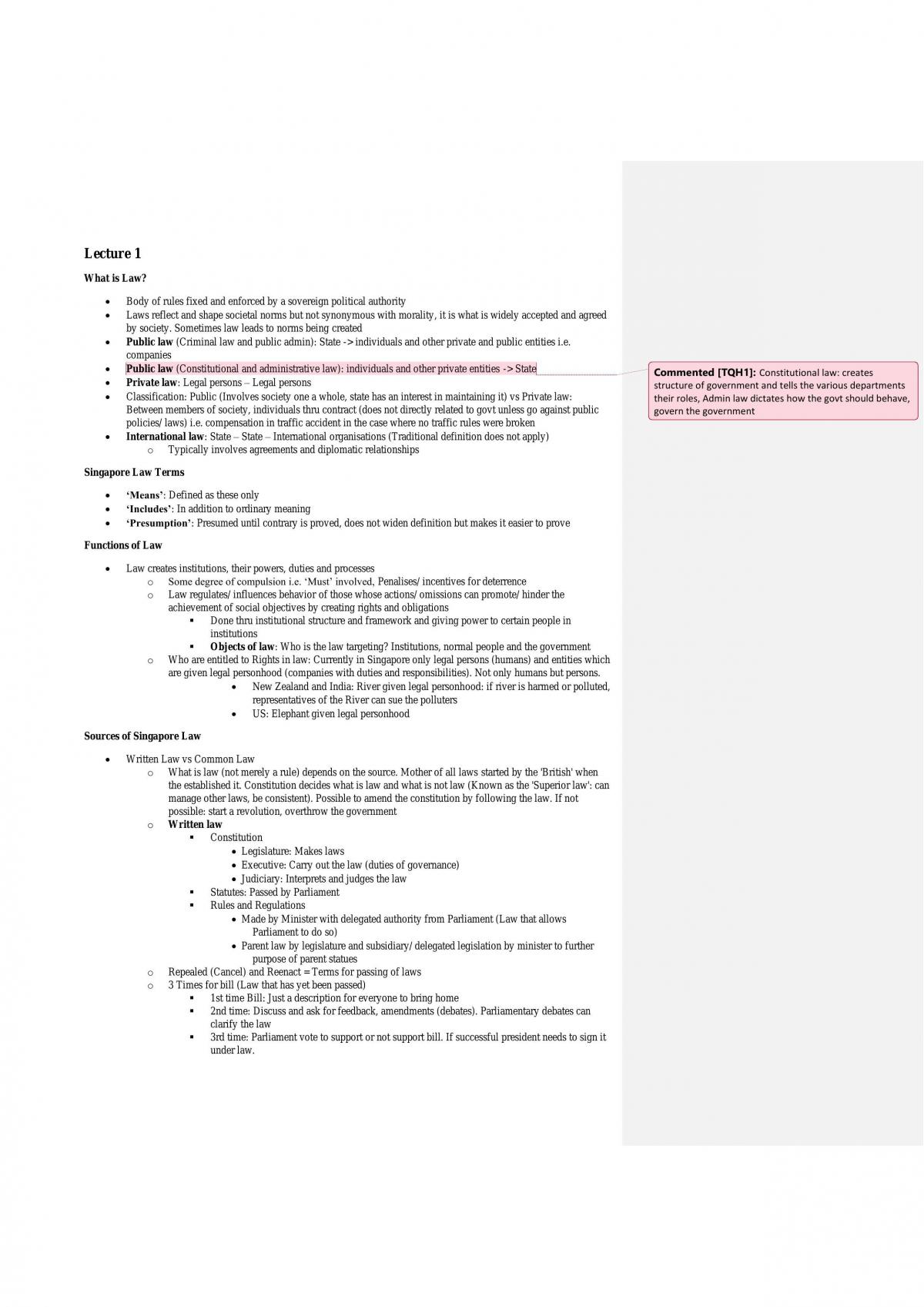 ENV2102 Environmental Law Complied Notes - Page 1