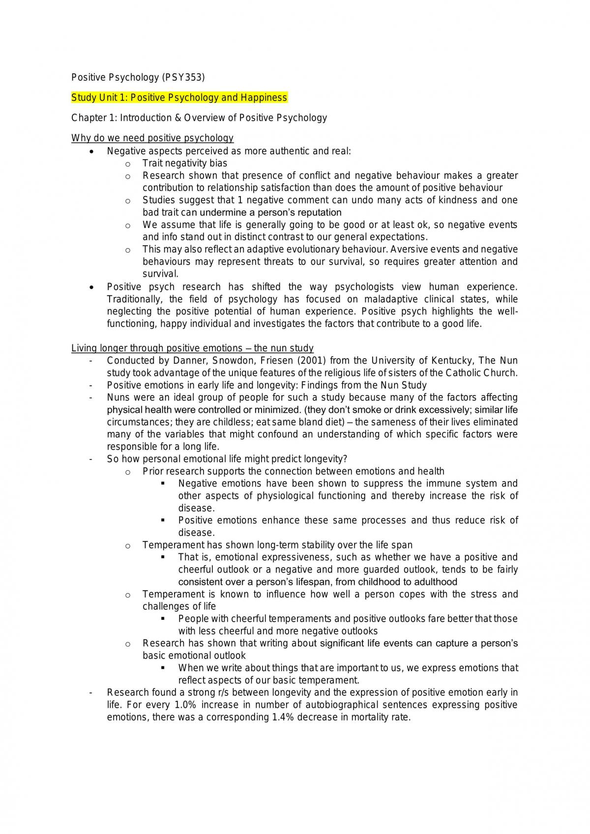 PSY353 Exam Notes - Page 1