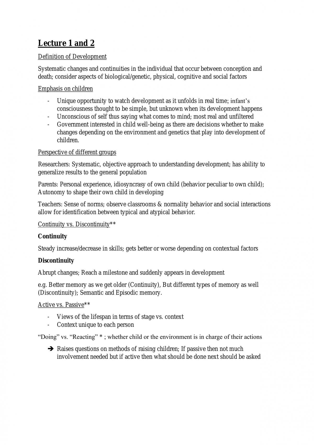 Compiled notes for Developmental Psychology - Page 1