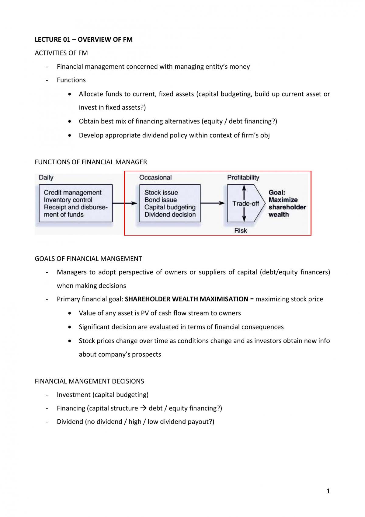 Financial Management Notes - Page 1