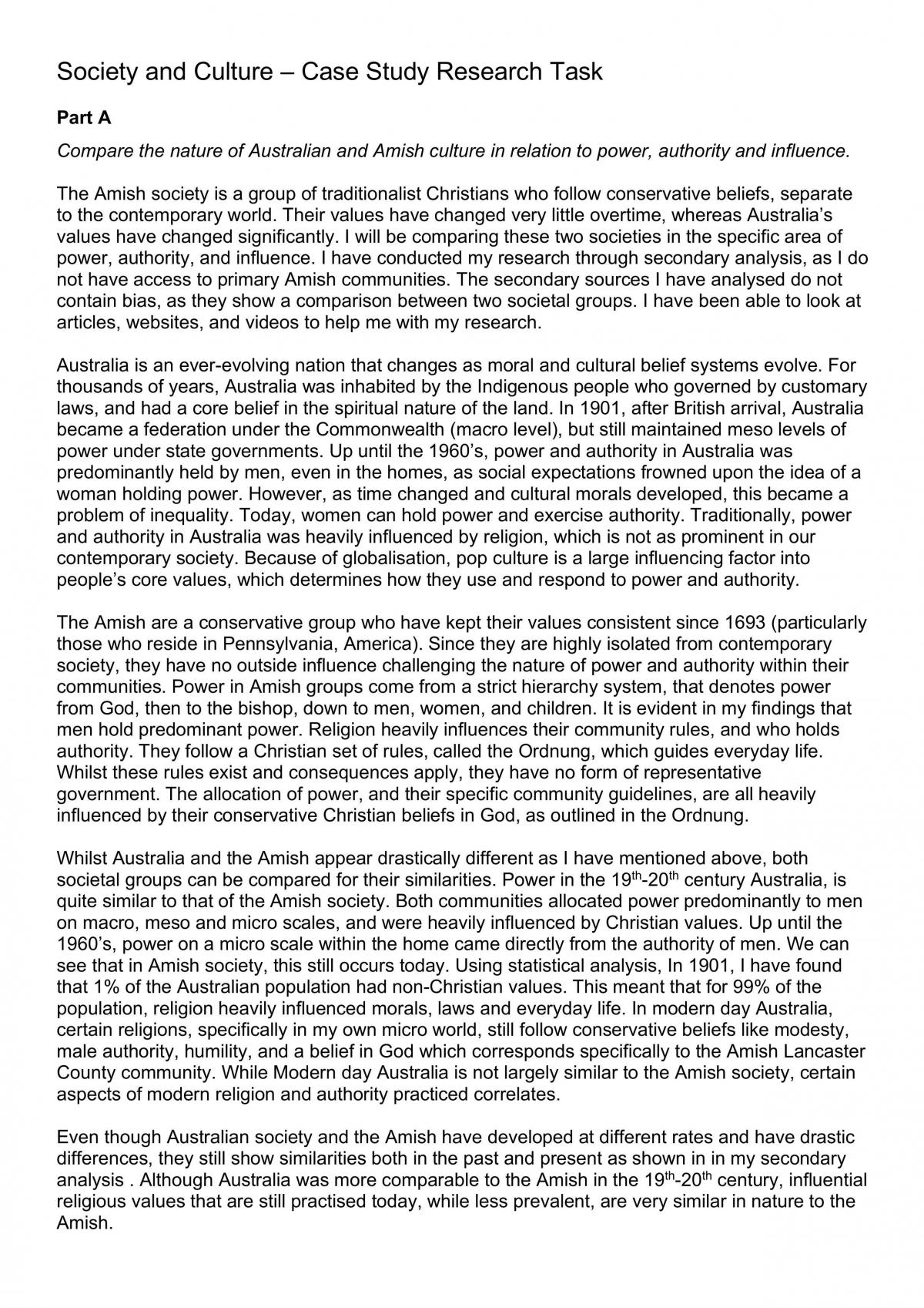 Case Study Task - The Amish - Page 1