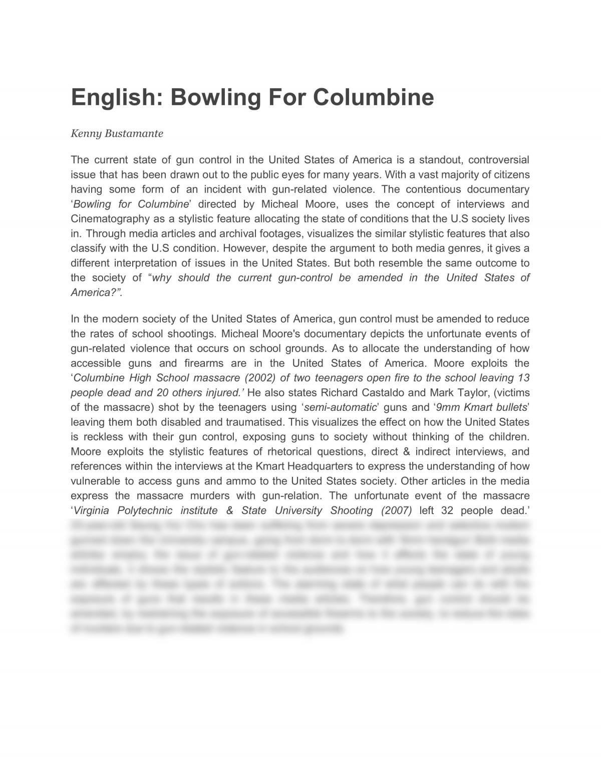 bowling for columbine essay conclusion