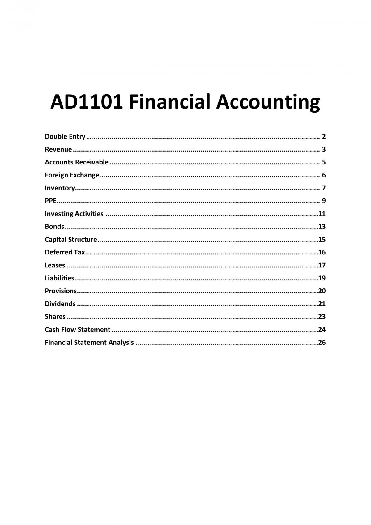 AD1101 Financial Accounting study notes - Page 1