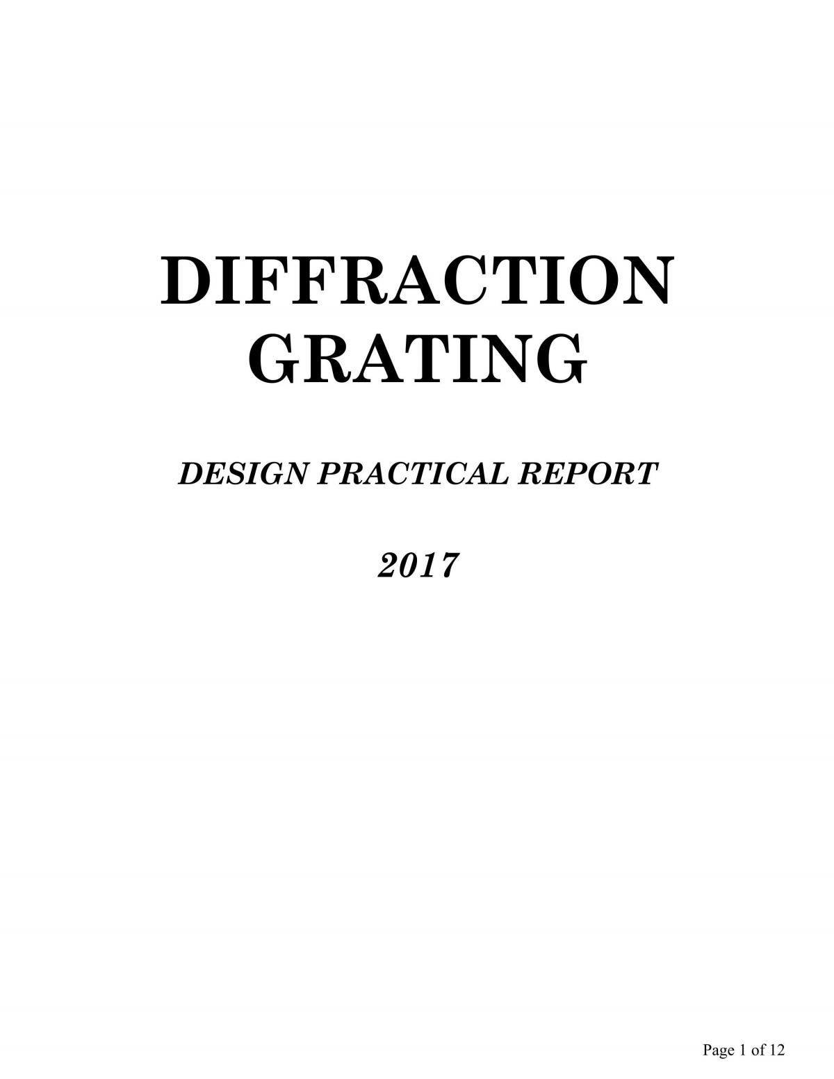 DIFFRACTION GRATING DESIGN PRACTICAL REPORT - Page 1