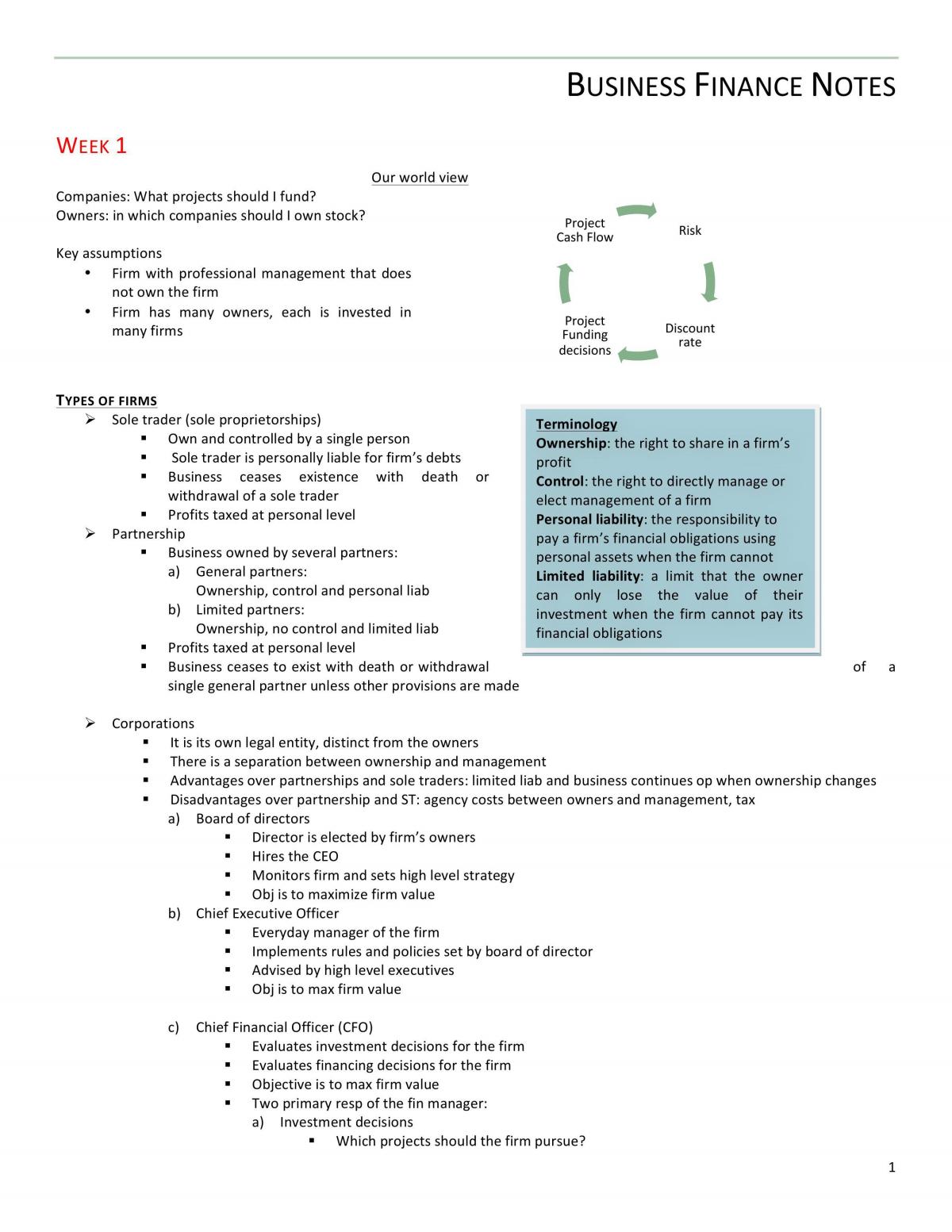 Study notes  - Page 1