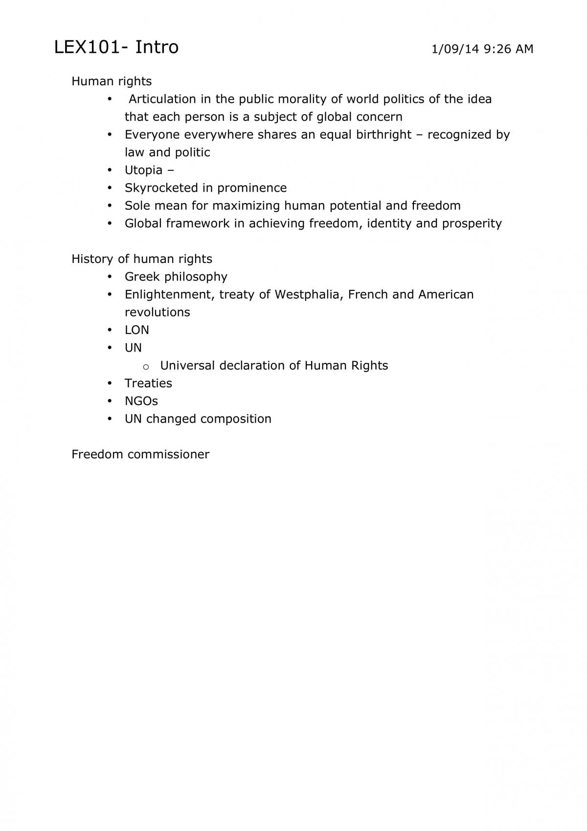 LEX101 Lecture Note - Page 1